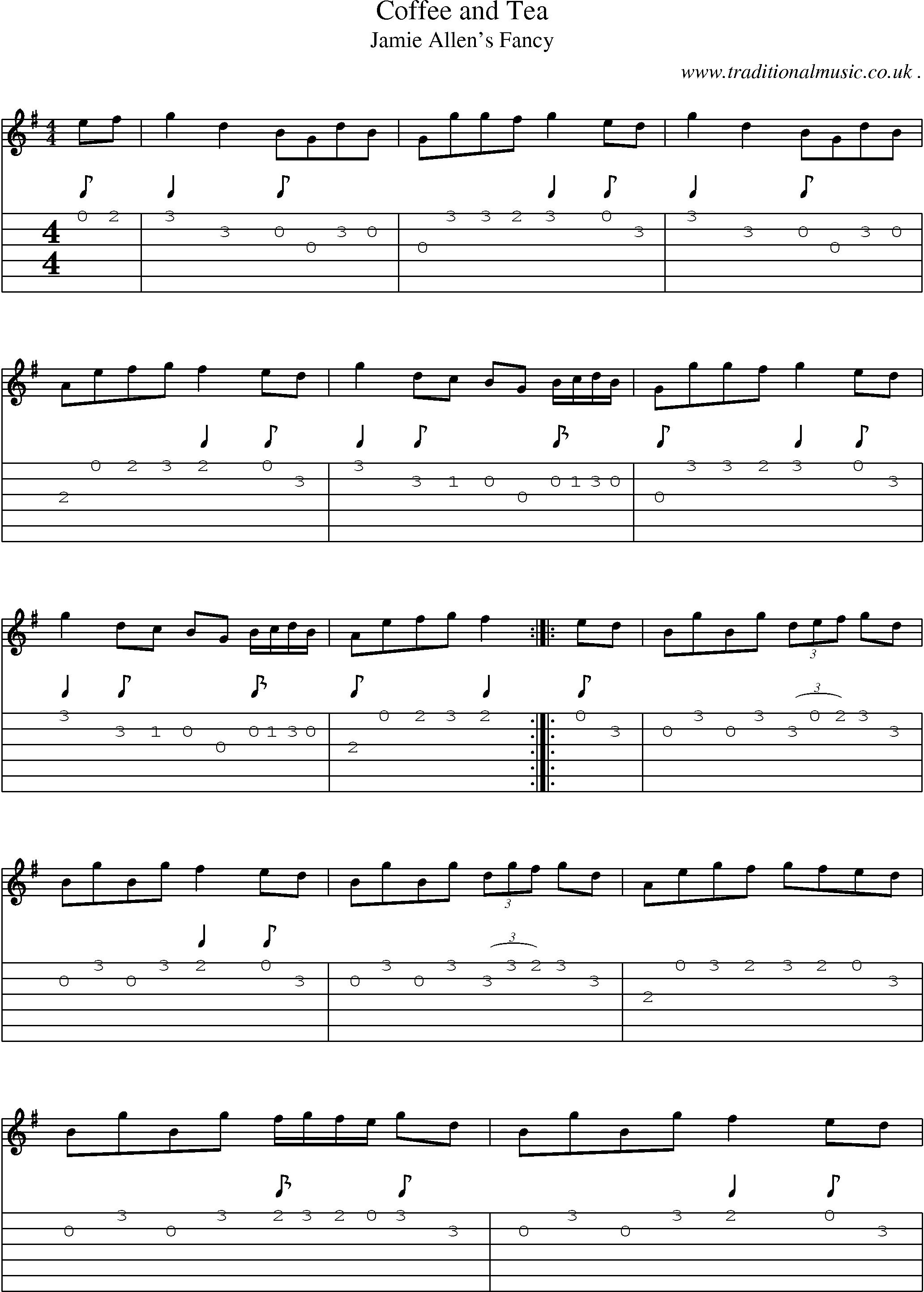 Sheet-Music and Guitar Tabs for Coffee And Tea
