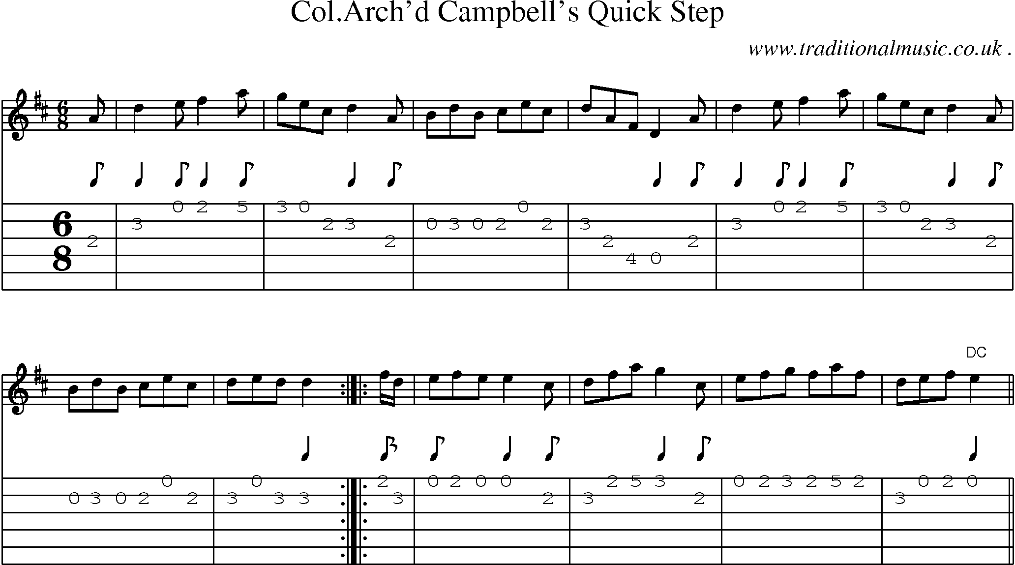 Sheet-Music and Guitar Tabs for Colarchd Campbells Quick Step