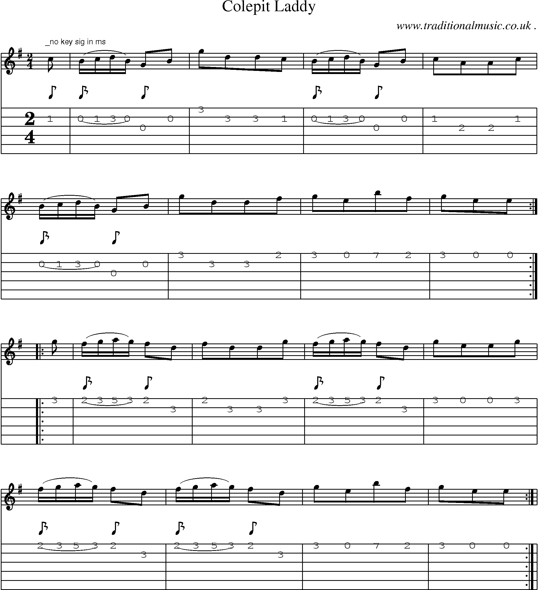 Sheet-Music and Guitar Tabs for Colepit Laddy