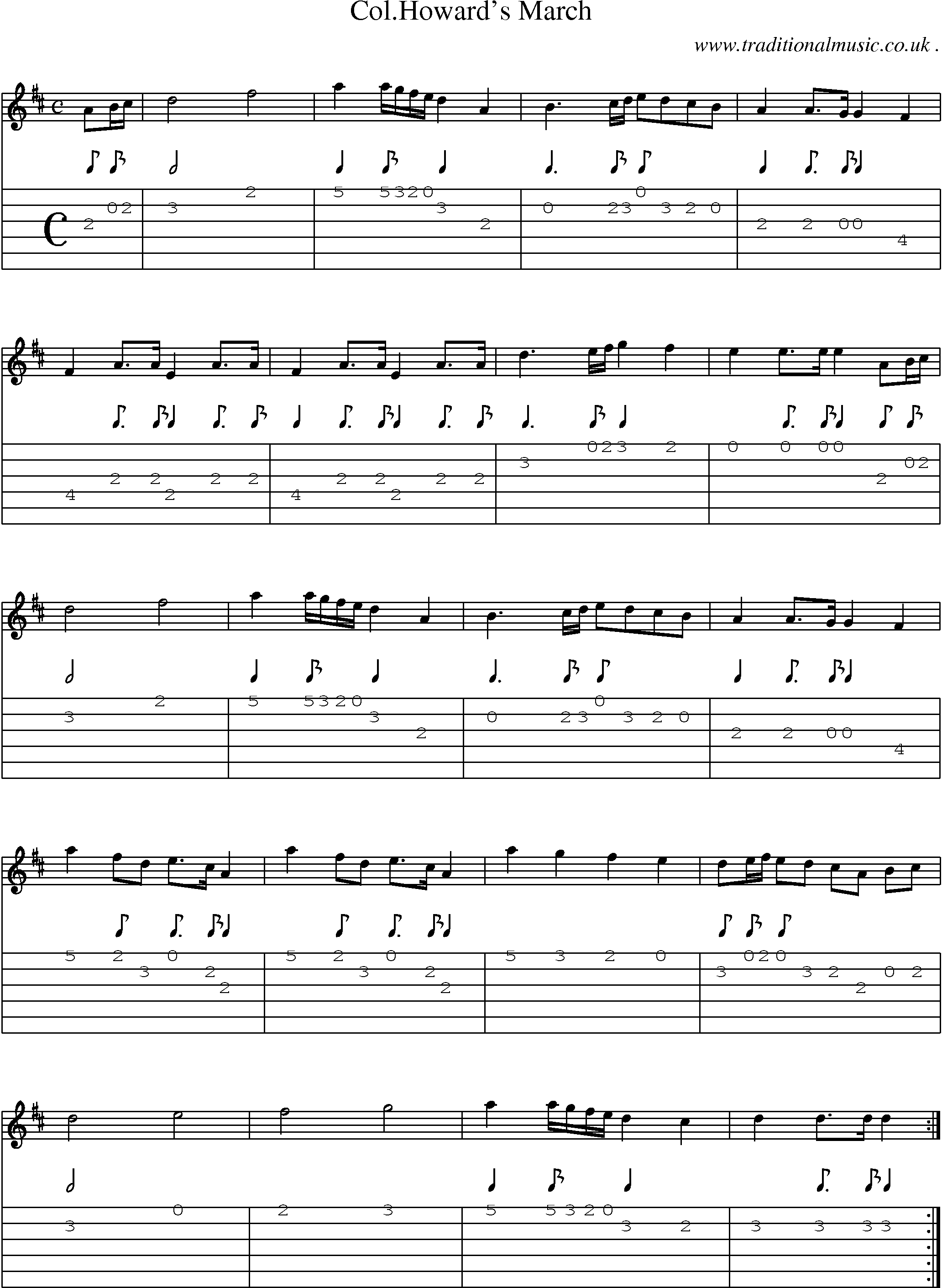 Sheet-Music and Guitar Tabs for Colhowards March