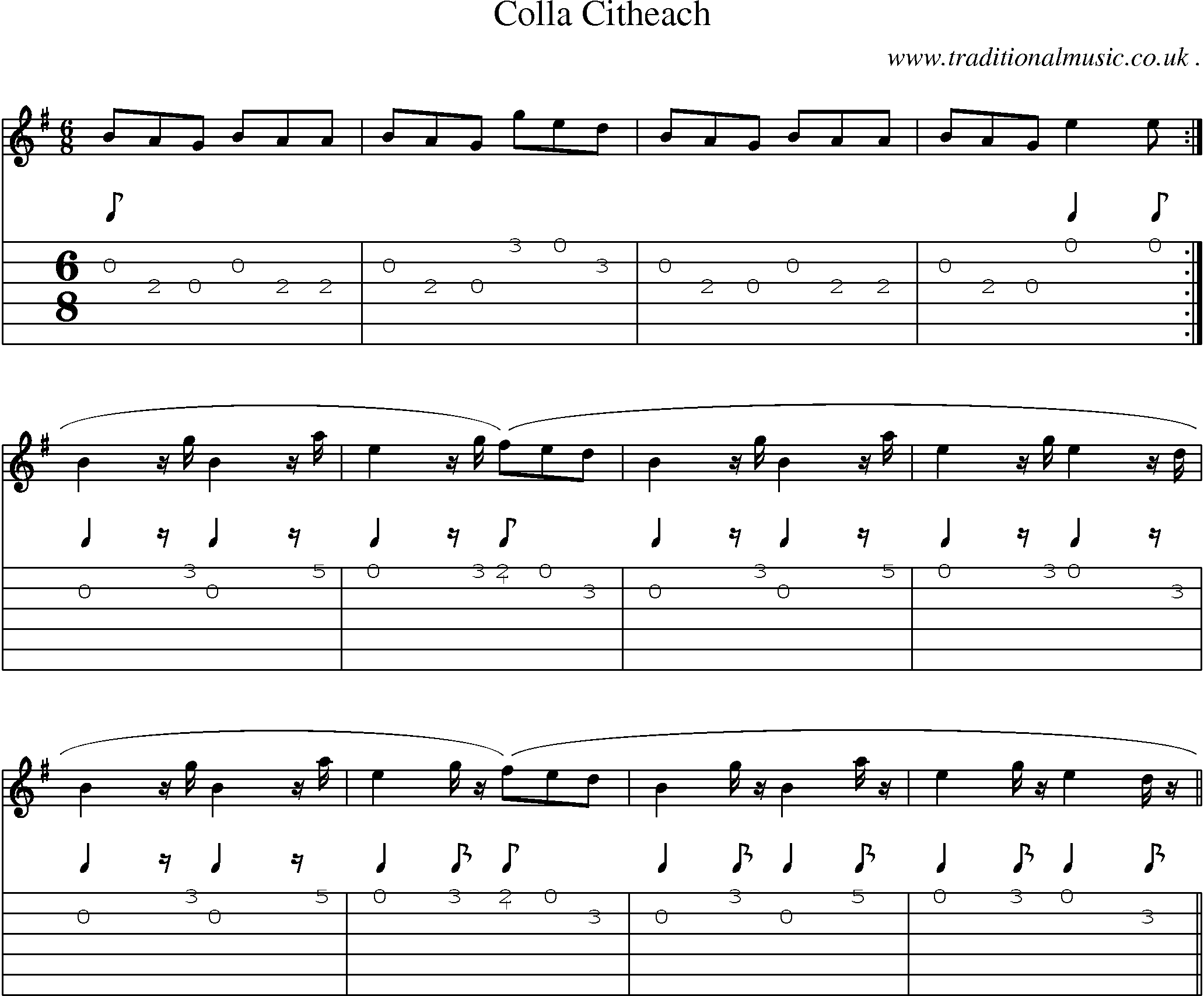 Sheet-Music and Guitar Tabs for Colla Citheach