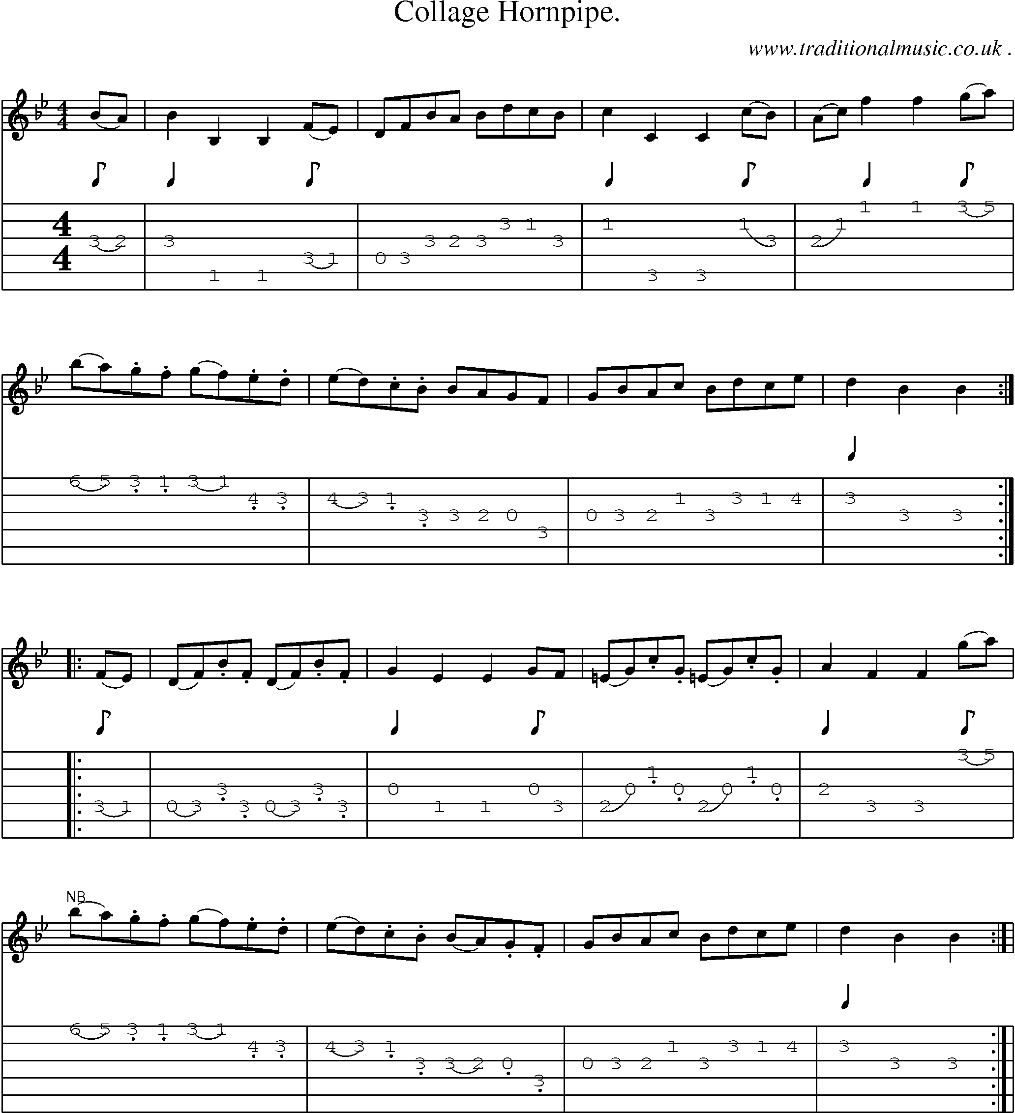 Sheet-Music and Guitar Tabs for Collage Hornpipe 