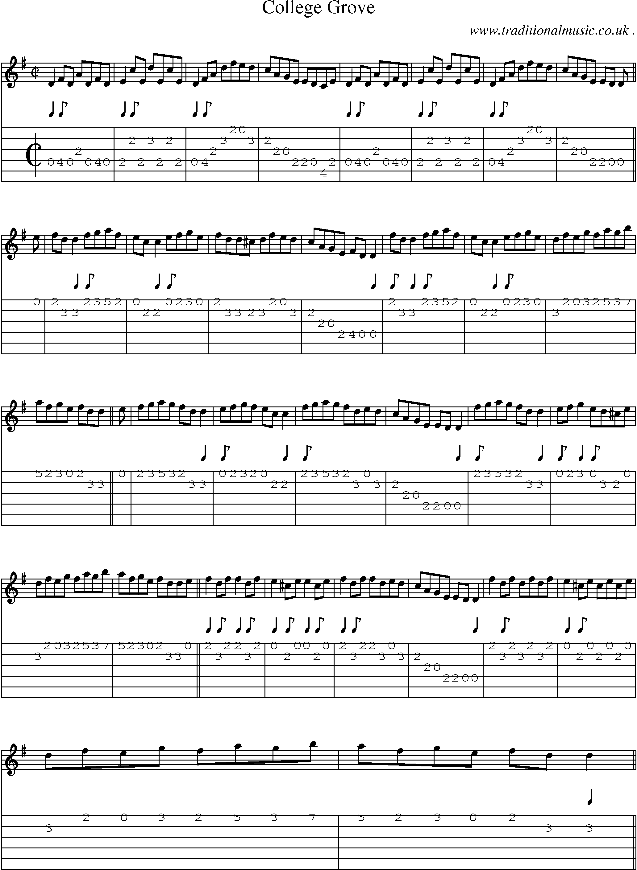 Sheet-Music and Guitar Tabs for College Grove