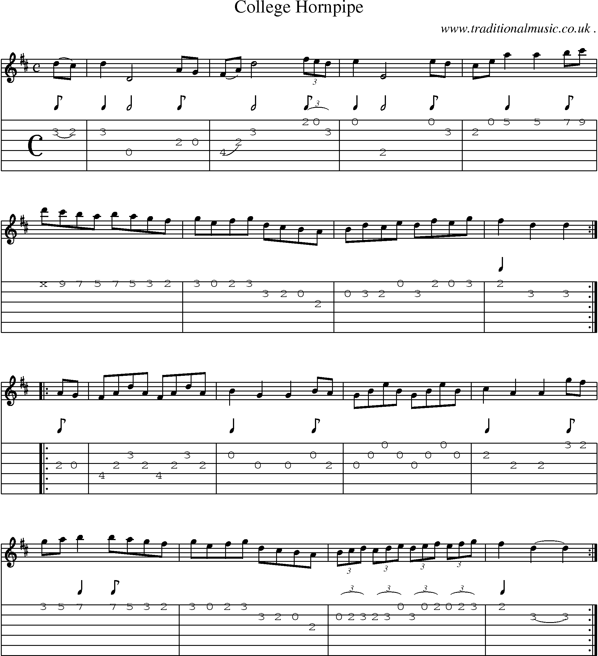 Sheet-Music and Guitar Tabs for College Hornpipe