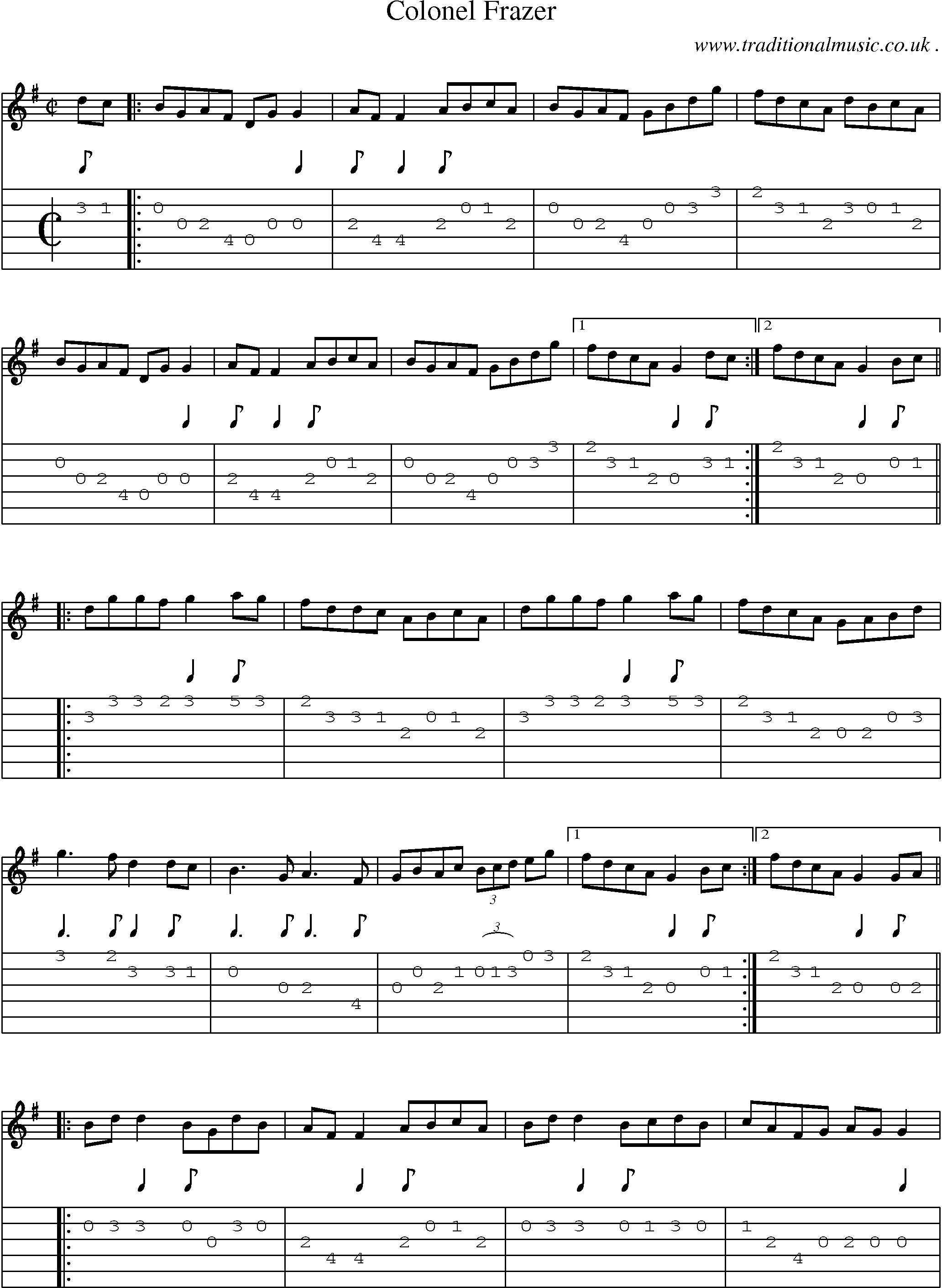 Sheet-Music and Guitar Tabs for Colonel Frazer