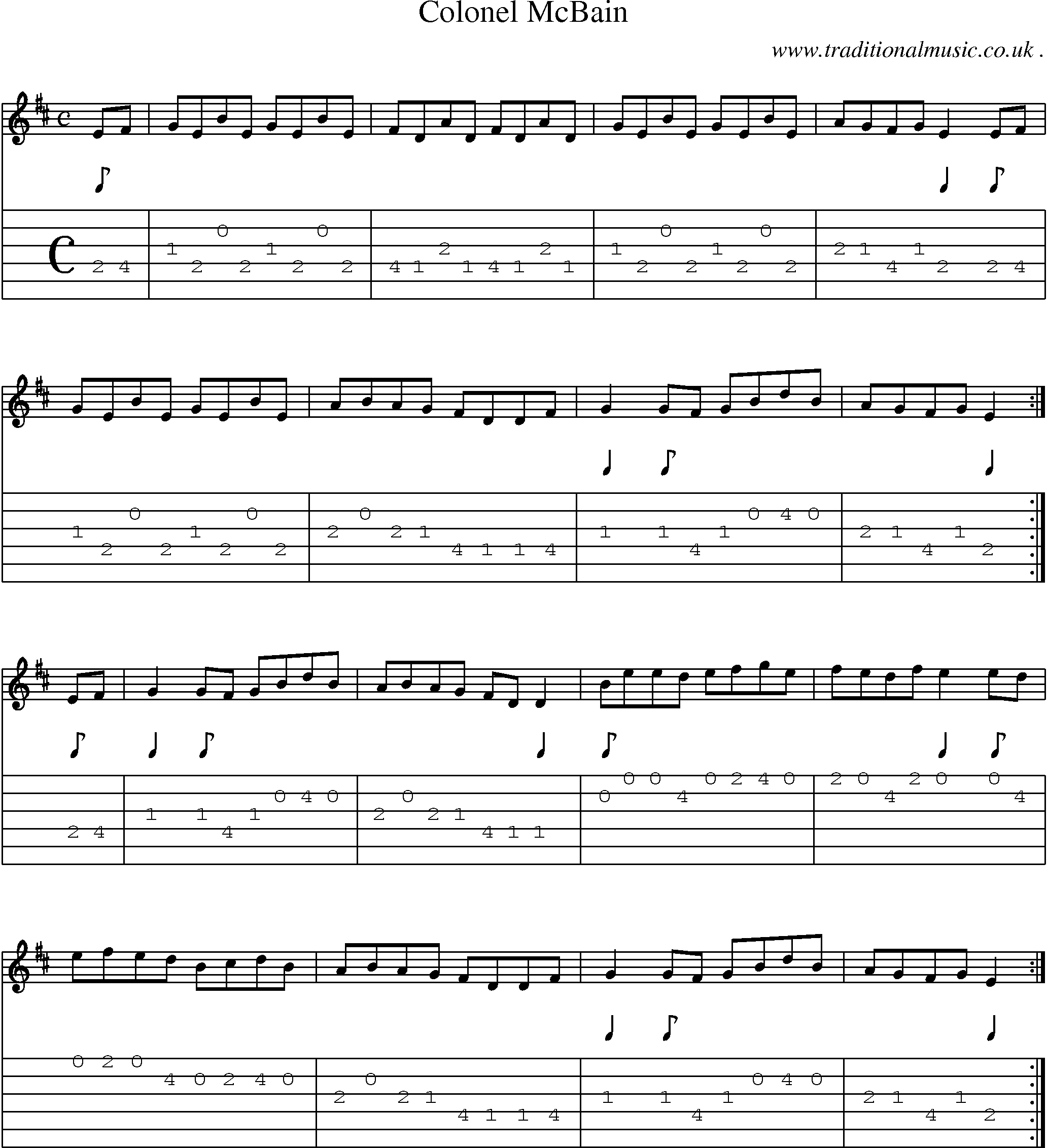 Sheet-Music and Guitar Tabs for Colonel Mcbain