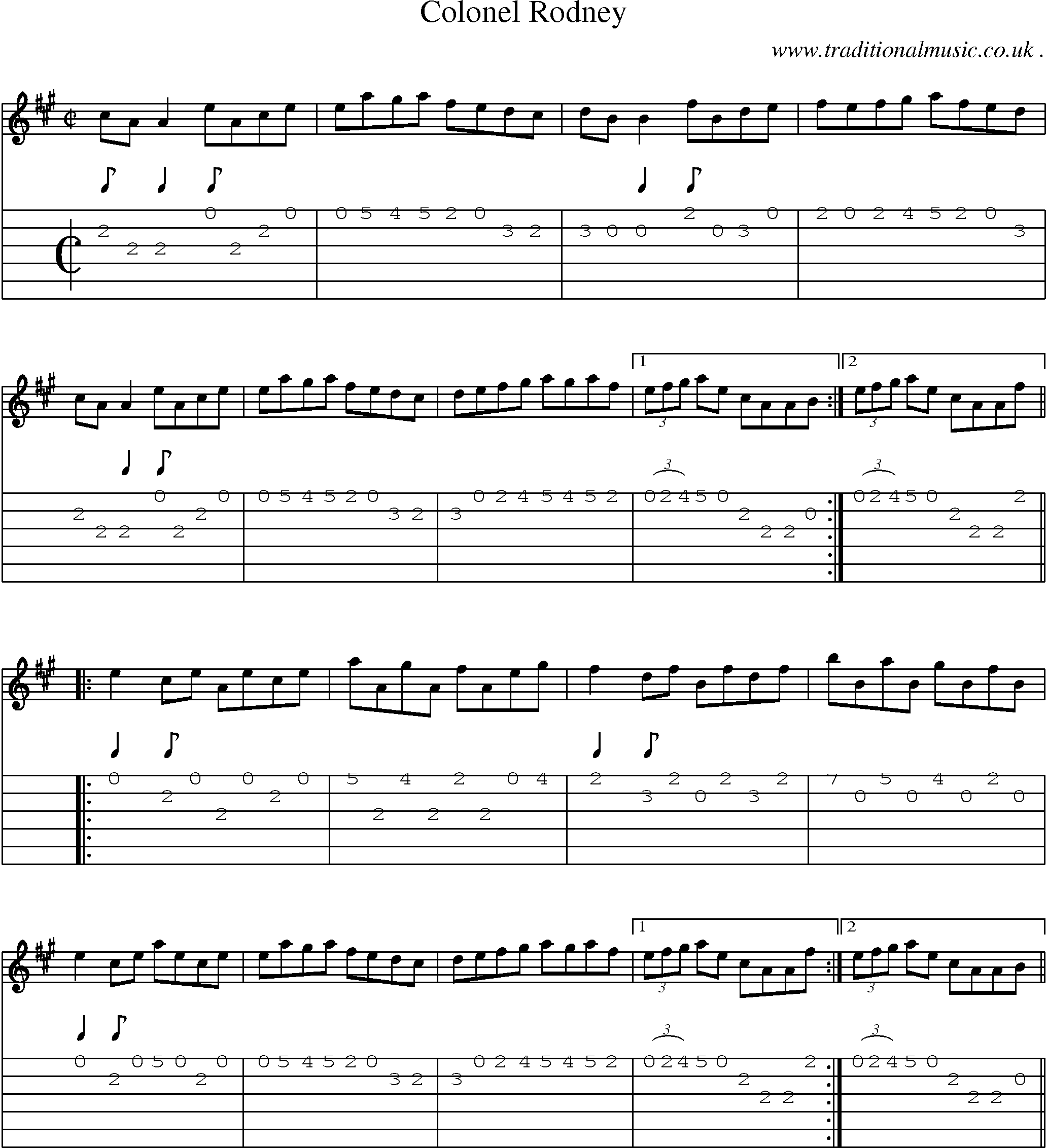 Sheet-Music and Guitar Tabs for Colonel Rodney