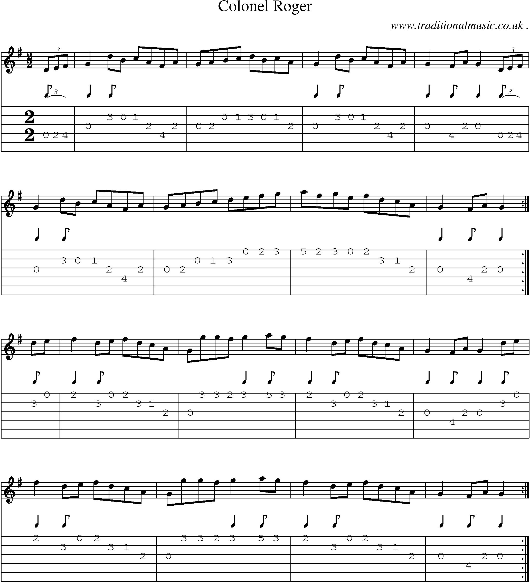 Sheet-Music and Guitar Tabs for Colonel Roger