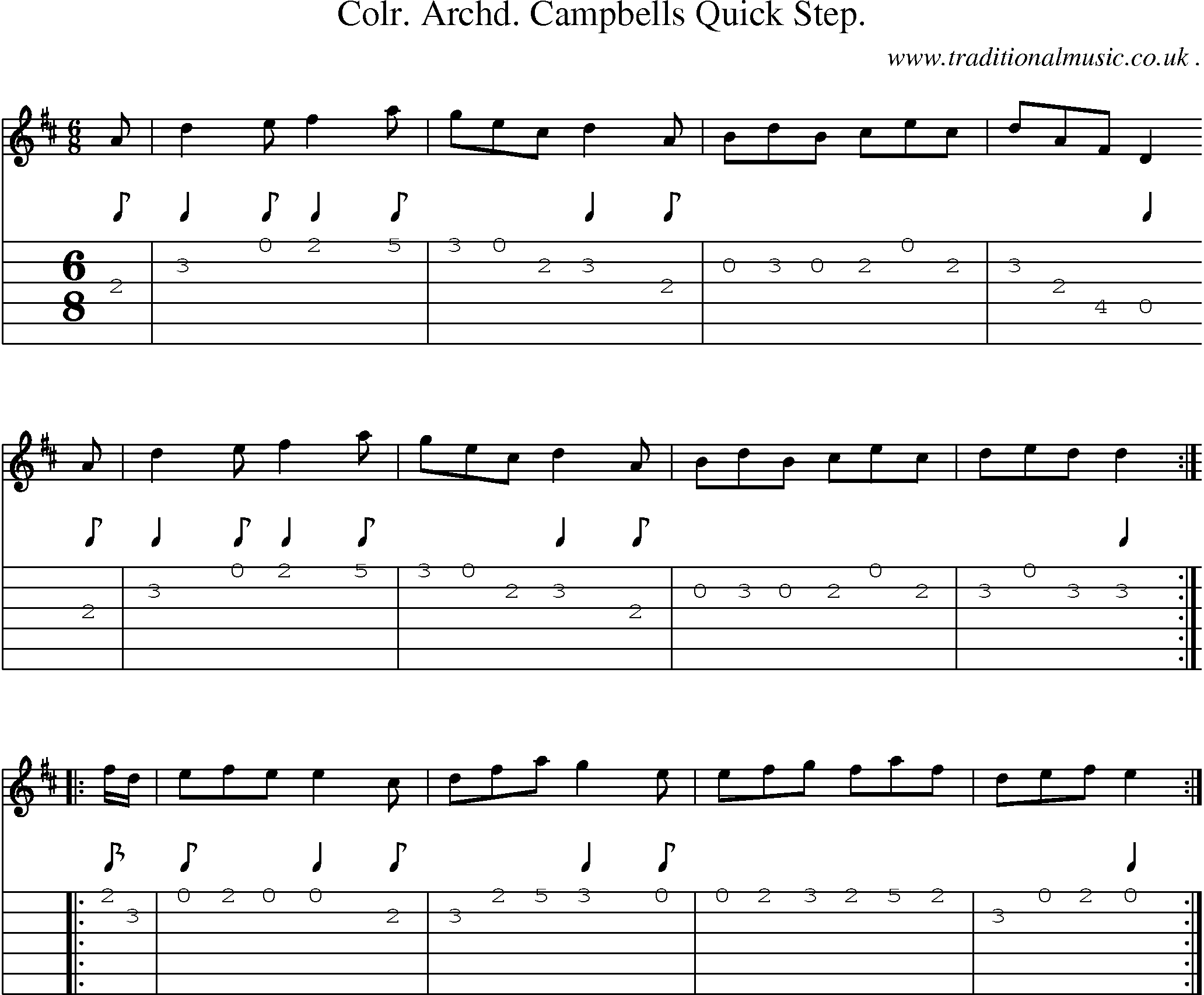 Sheet-Music and Guitar Tabs for Colr Archd Campbells Quick Step