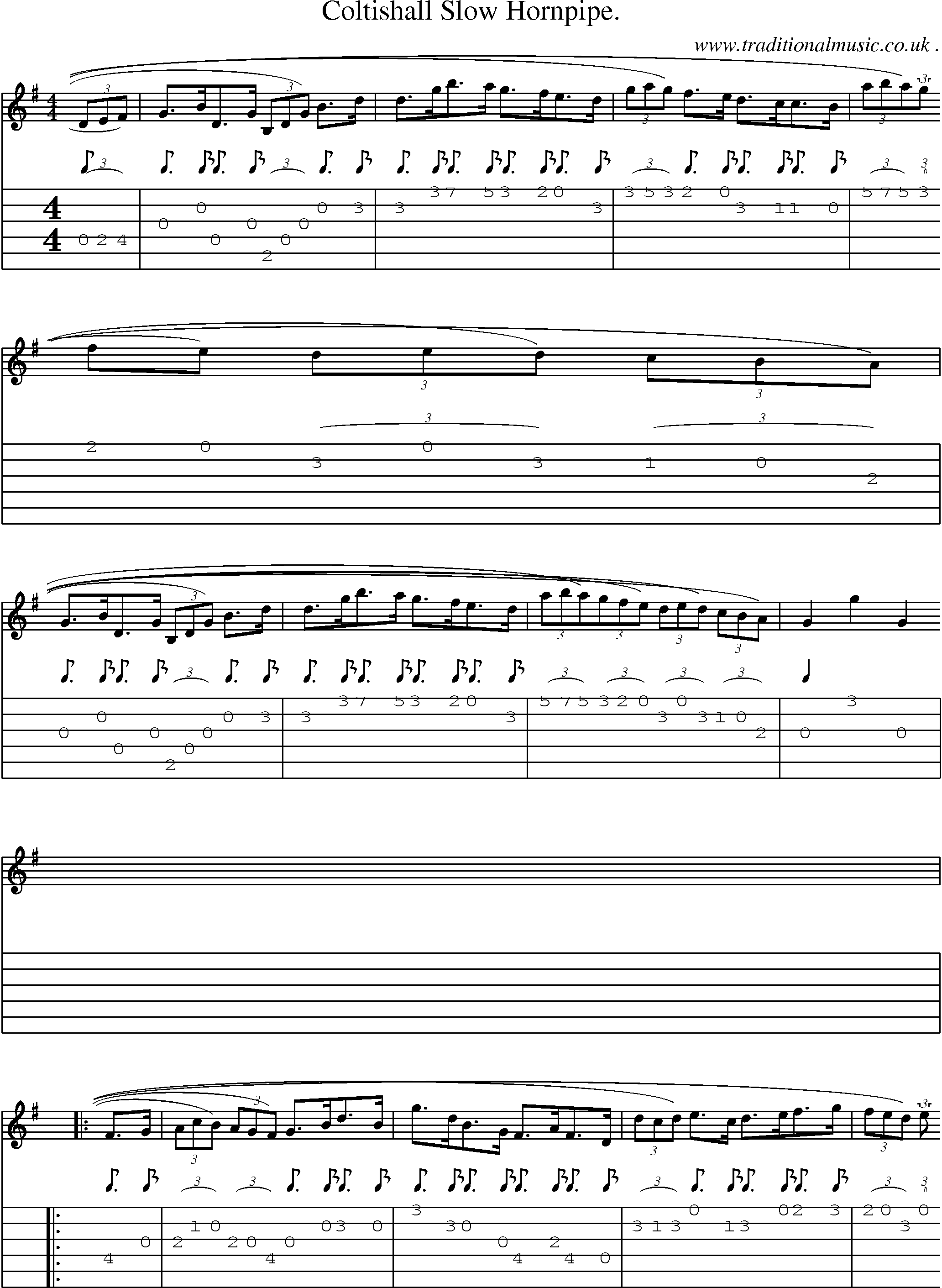Sheet-Music and Guitar Tabs for Coltishall Slow Hornpipe