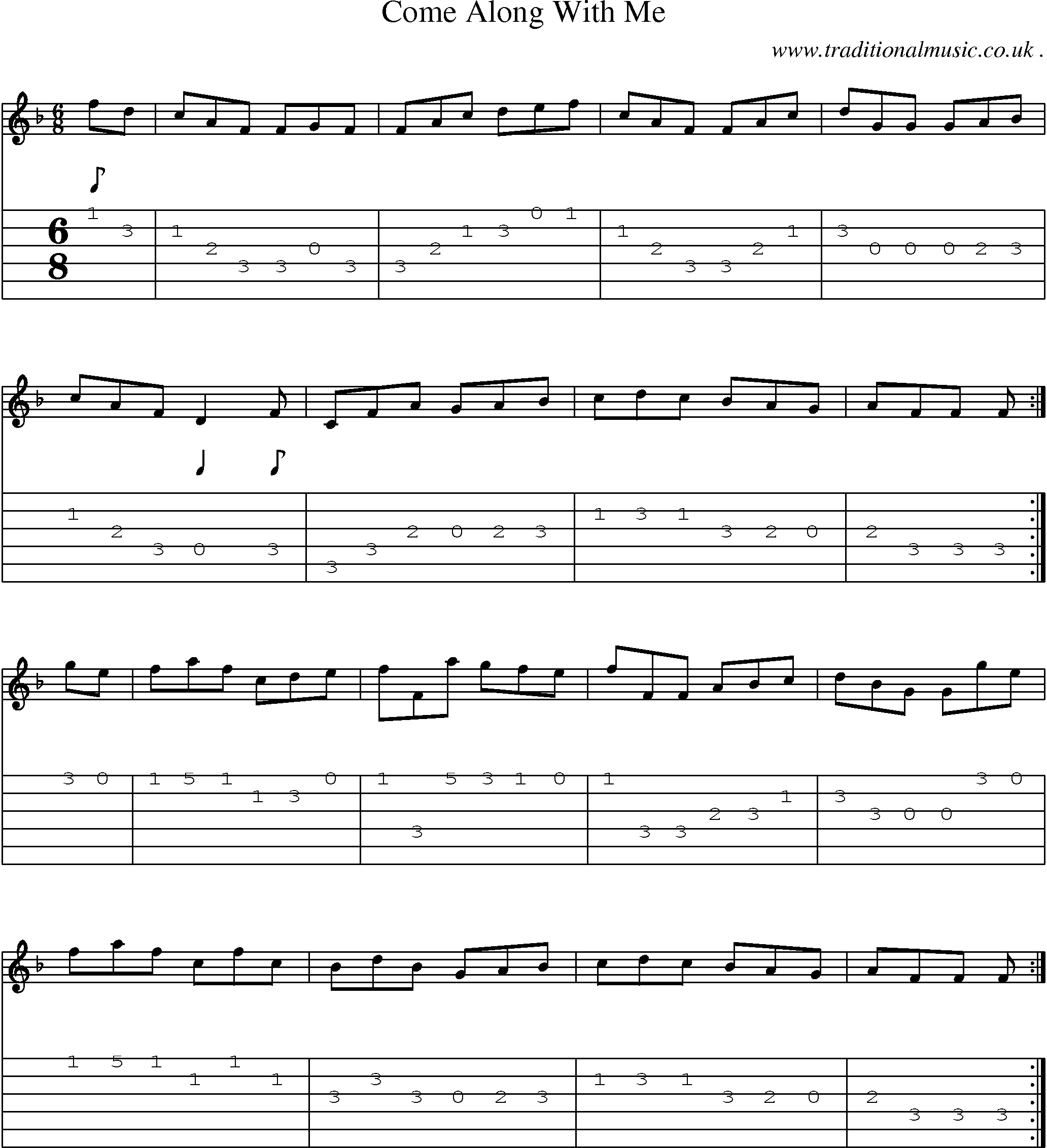 Sheet-Music and Guitar Tabs for Come Along With Me