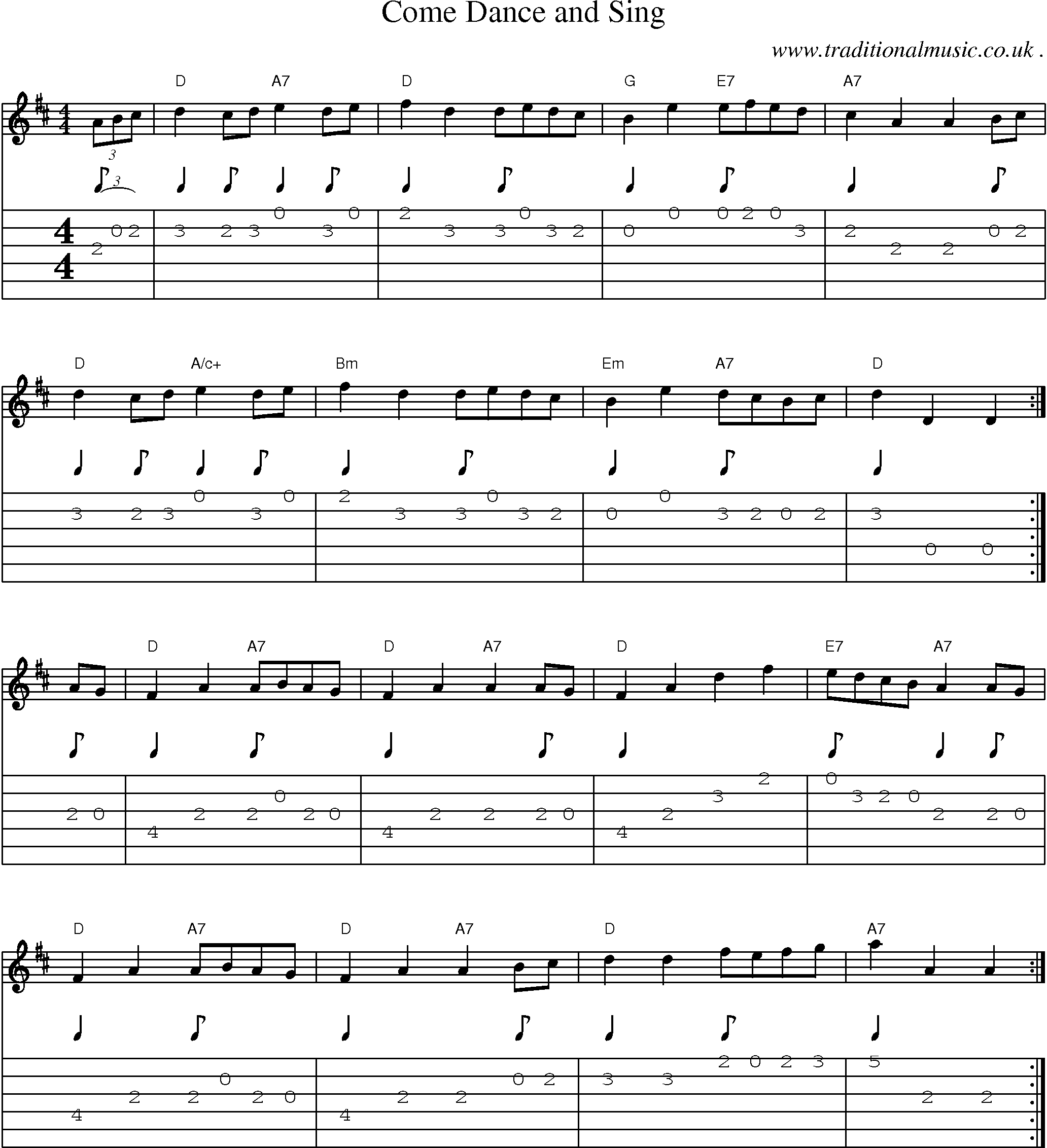 Sheet-Music and Guitar Tabs for Come Dance And Sing