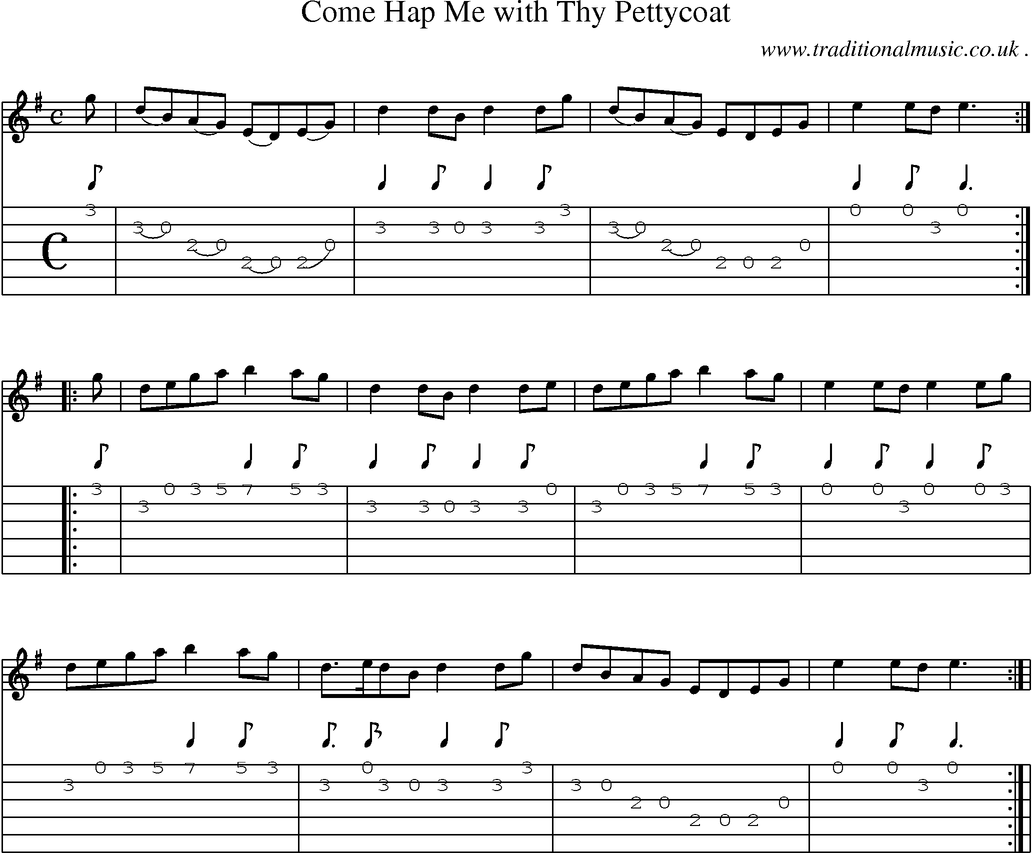 Sheet-Music and Guitar Tabs for Come Hap Me With Thy Pettycoat