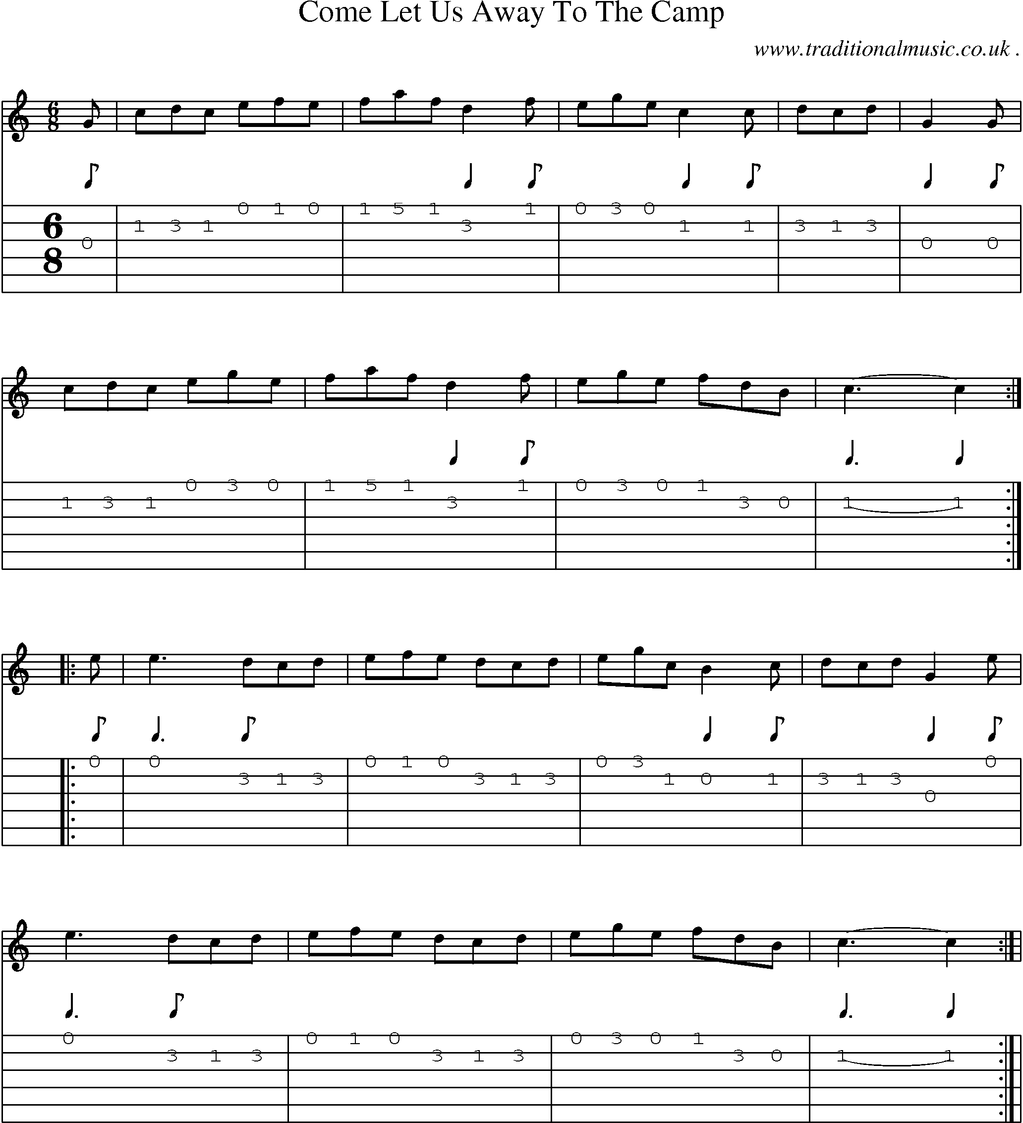 Sheet-Music and Guitar Tabs for Come Let Us Away To The Camp