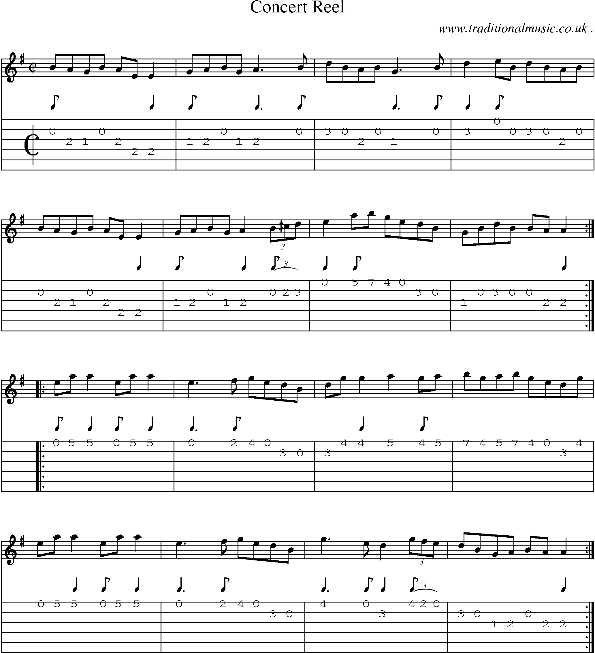 Sheet-Music and Guitar Tabs for Concert Reel