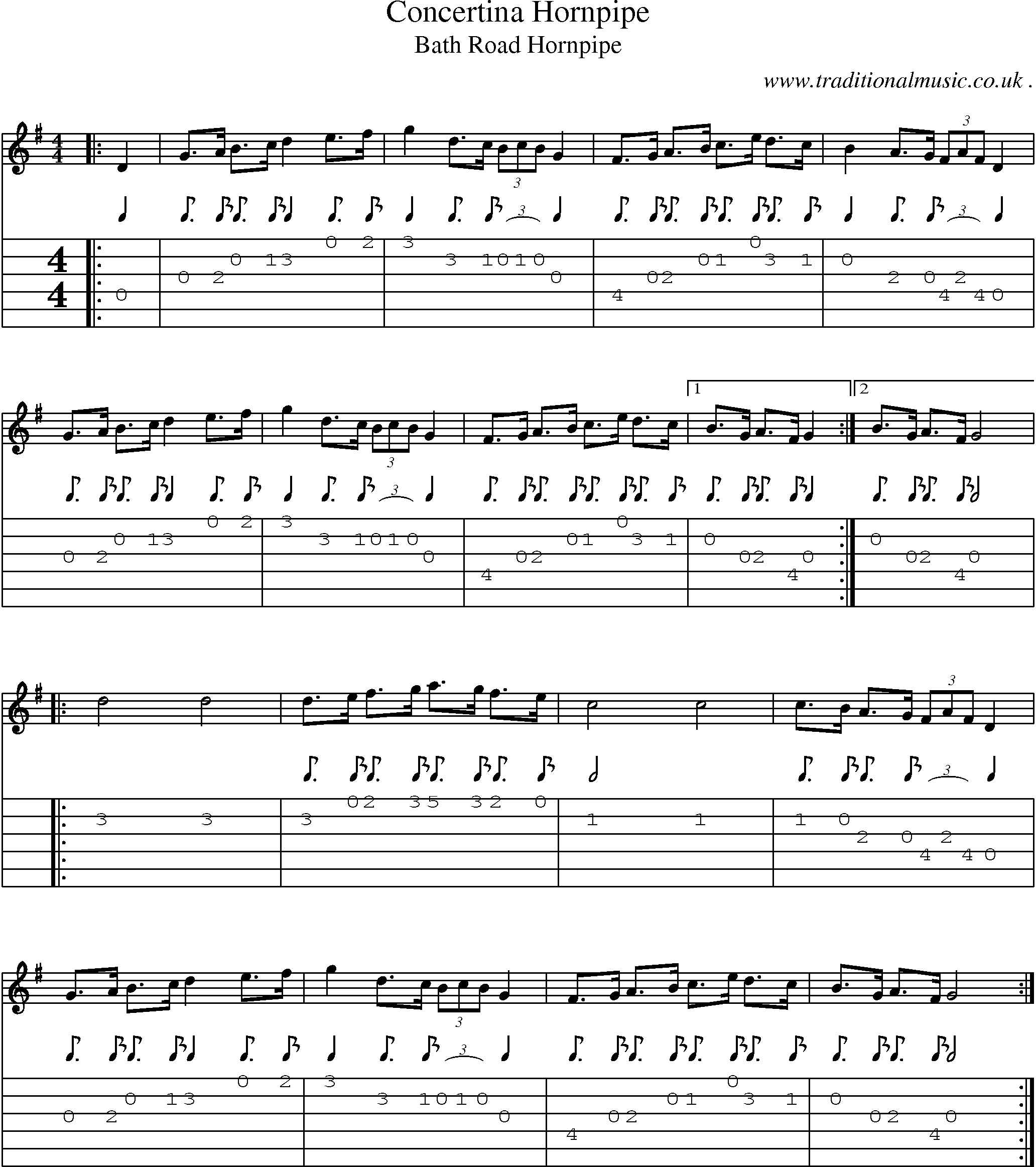 Sheet-Music and Guitar Tabs for Concertina Hornpipe