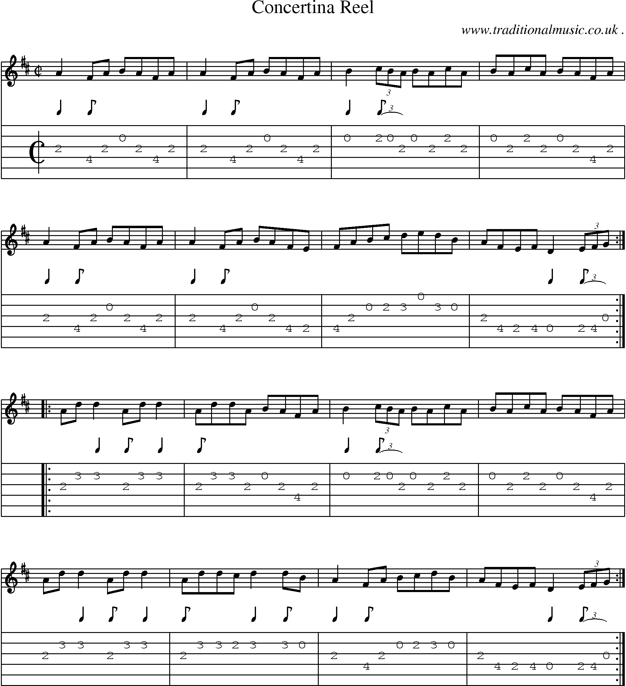 Sheet-Music and Guitar Tabs for Concertina Reel