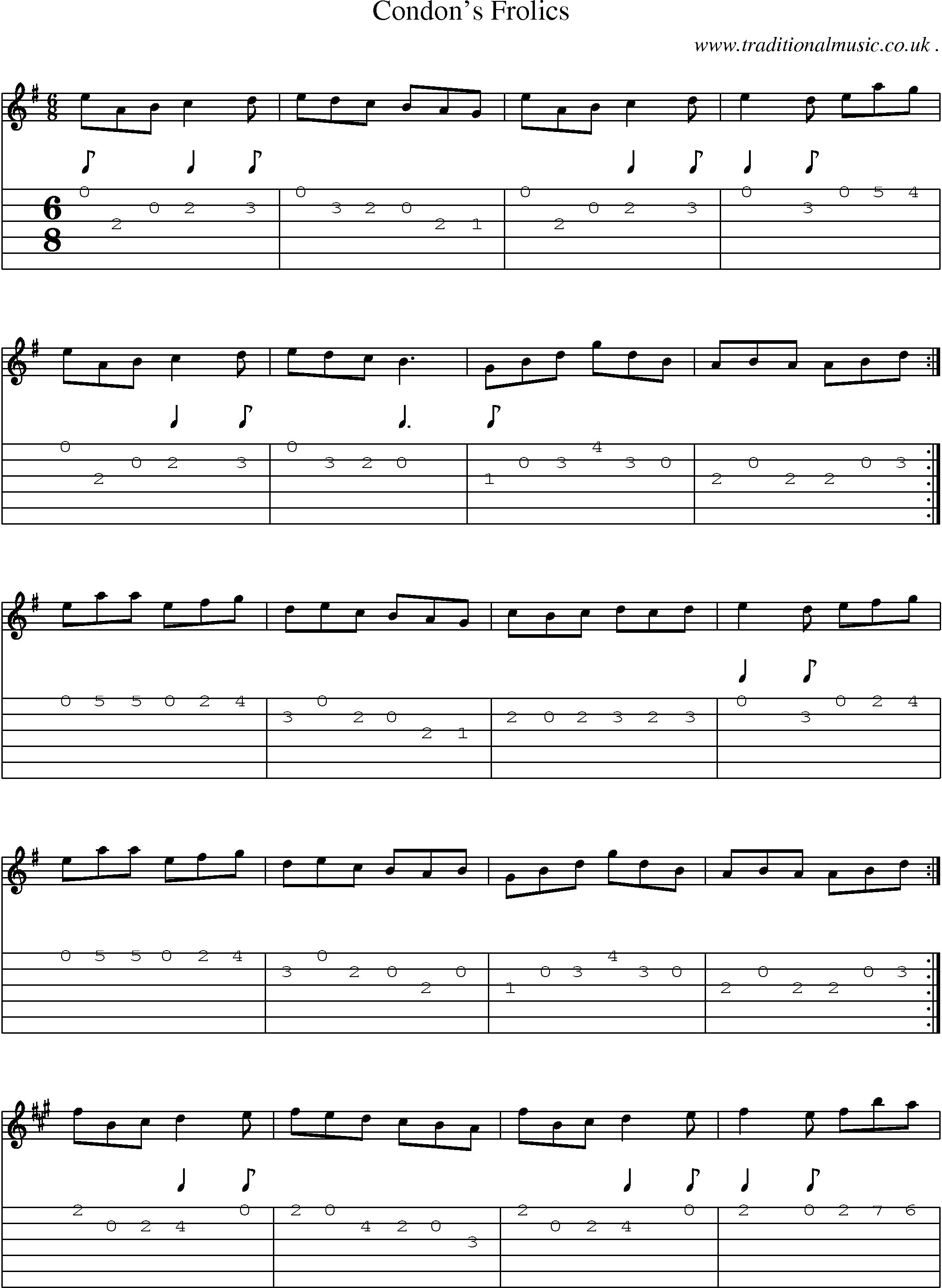 Sheet-Music and Guitar Tabs for Condons Frolics