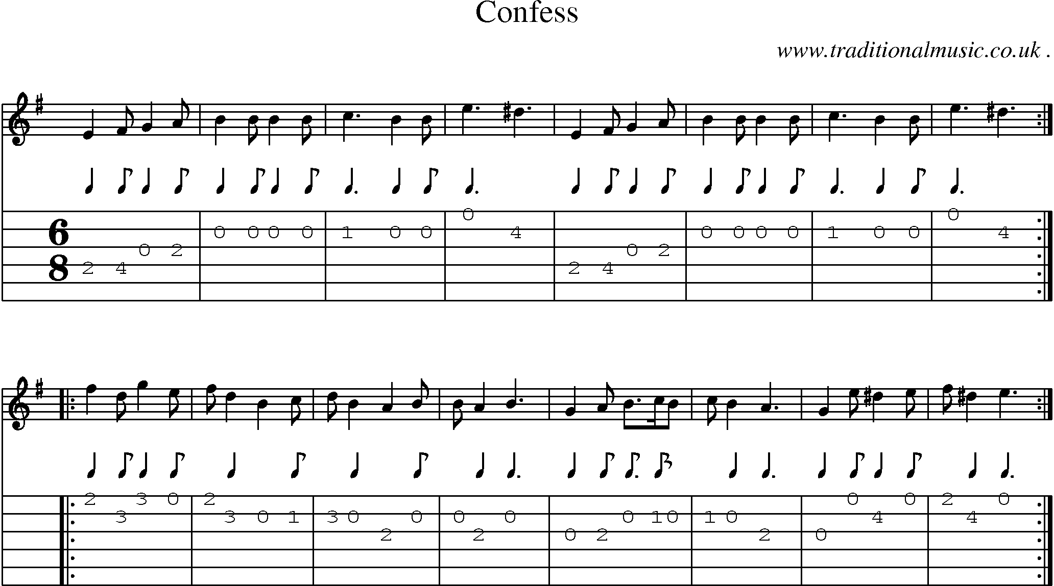 Sheet-Music and Guitar Tabs for Confess