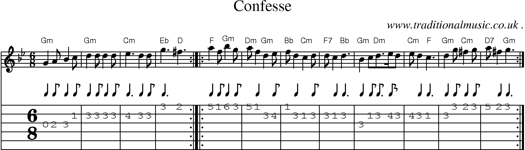 Sheet-Music and Guitar Tabs for Confesse