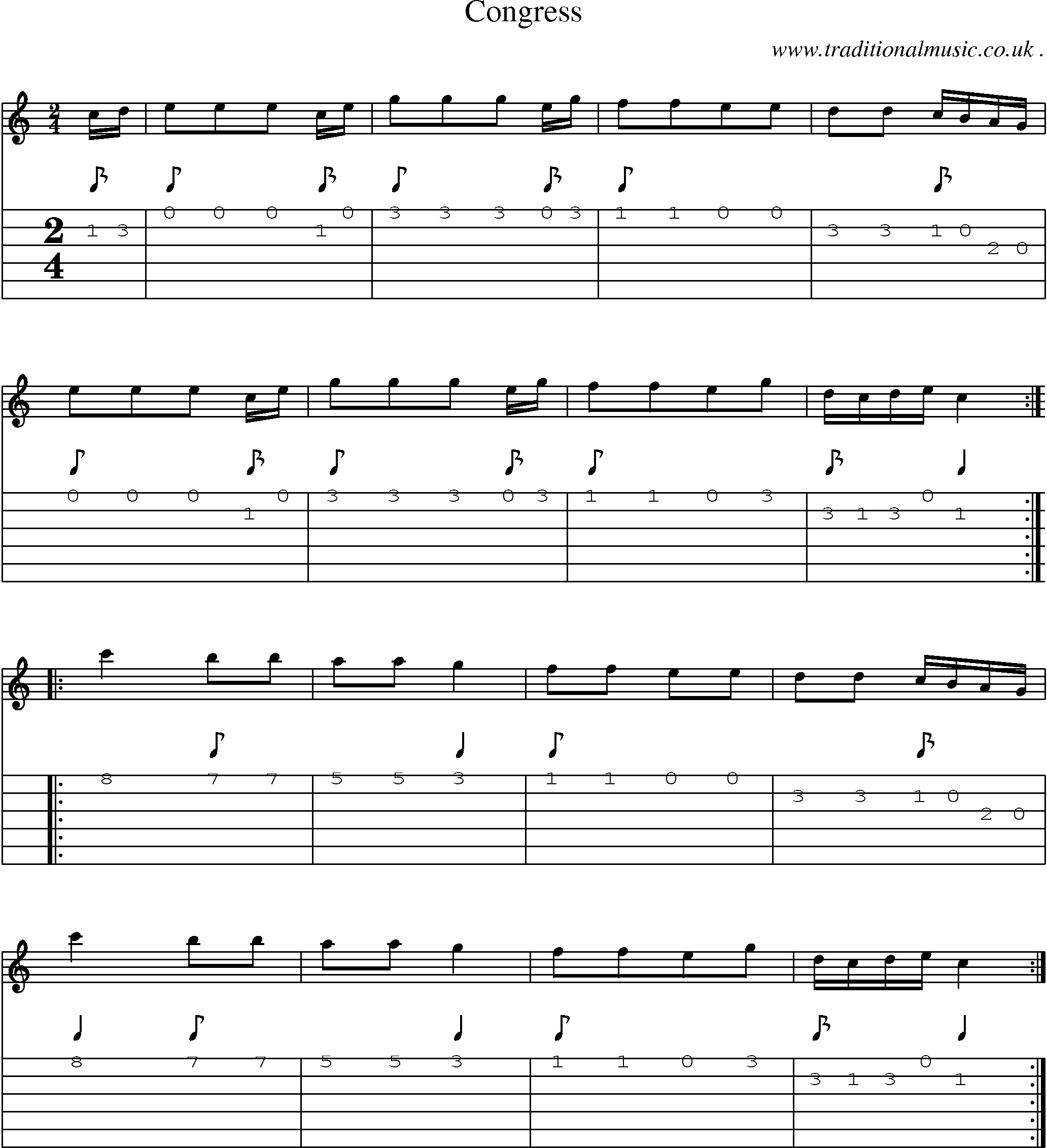 Sheet-Music and Guitar Tabs for Congress