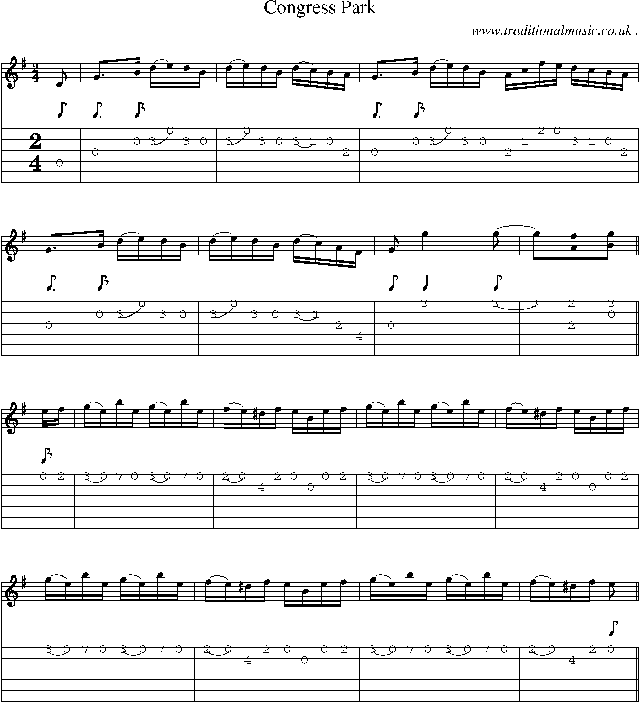 Sheet-Music and Guitar Tabs for Congress Park