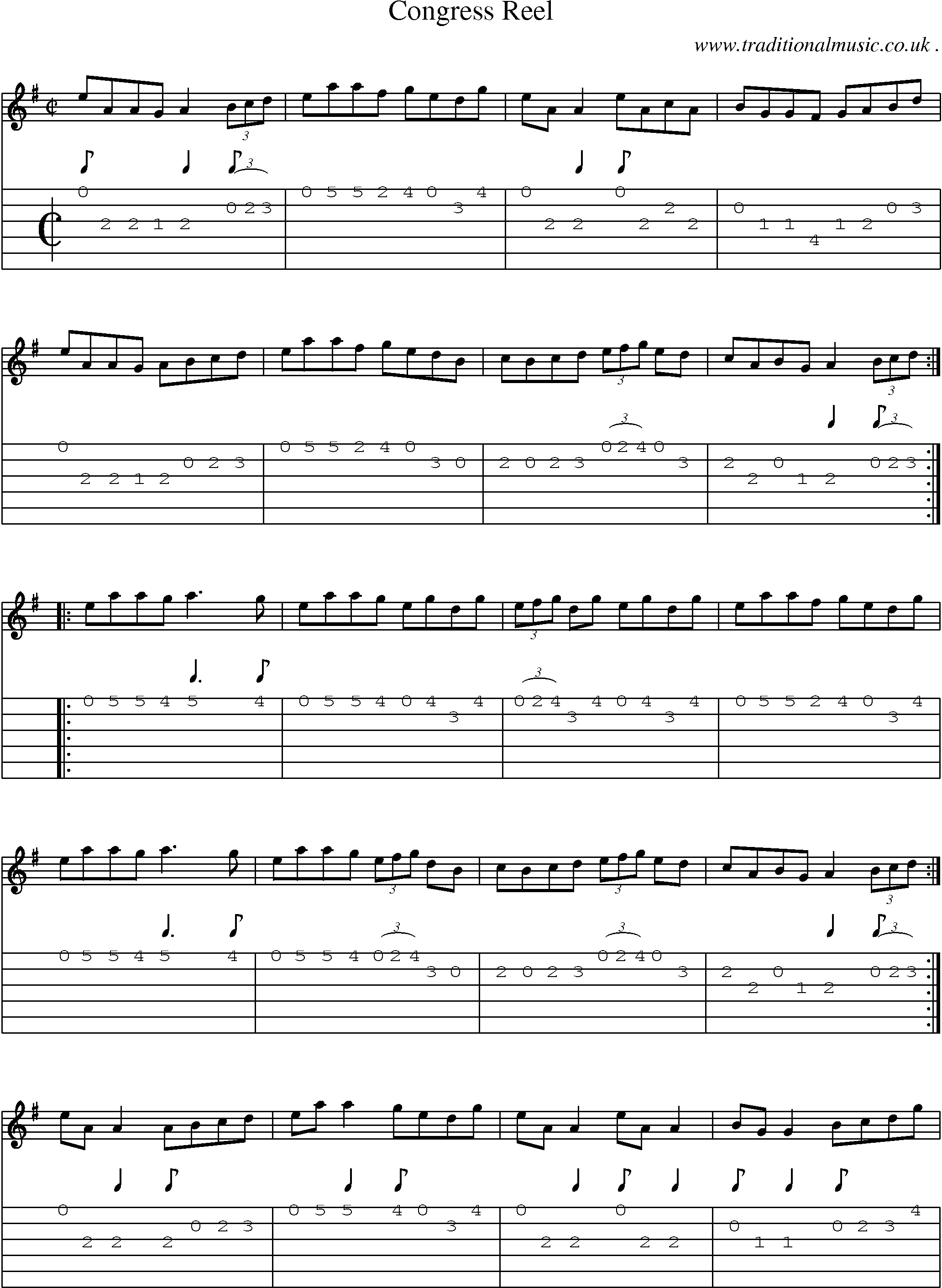 Sheet-Music and Guitar Tabs for Congress Reel