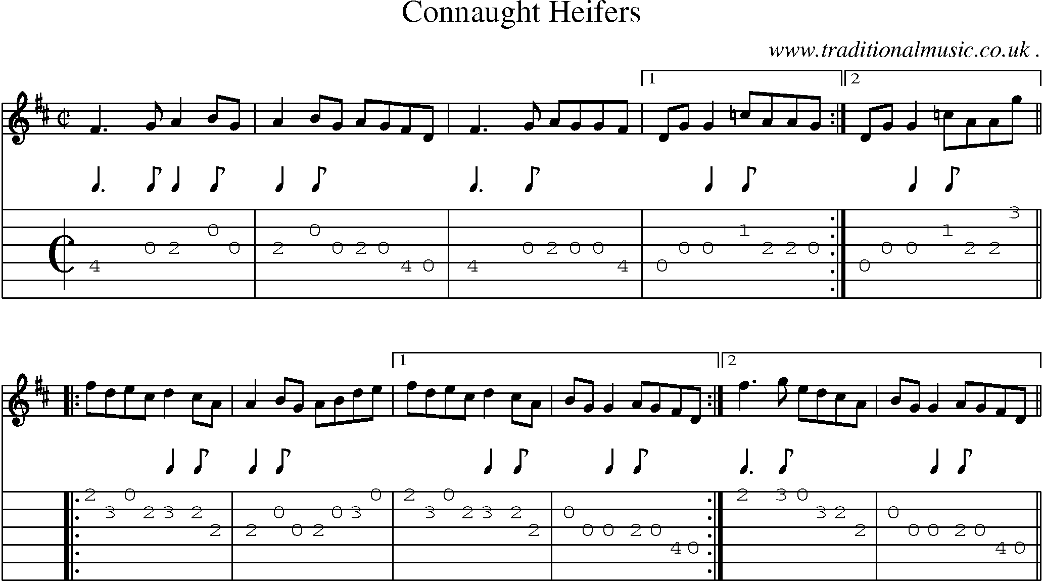 Sheet-Music and Guitar Tabs for Connaught Heifers