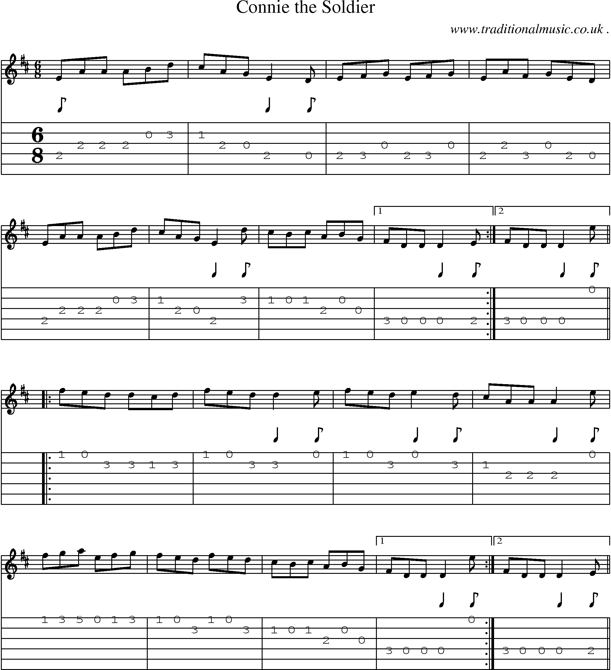 Sheet-Music and Guitar Tabs for Connie The Soldier