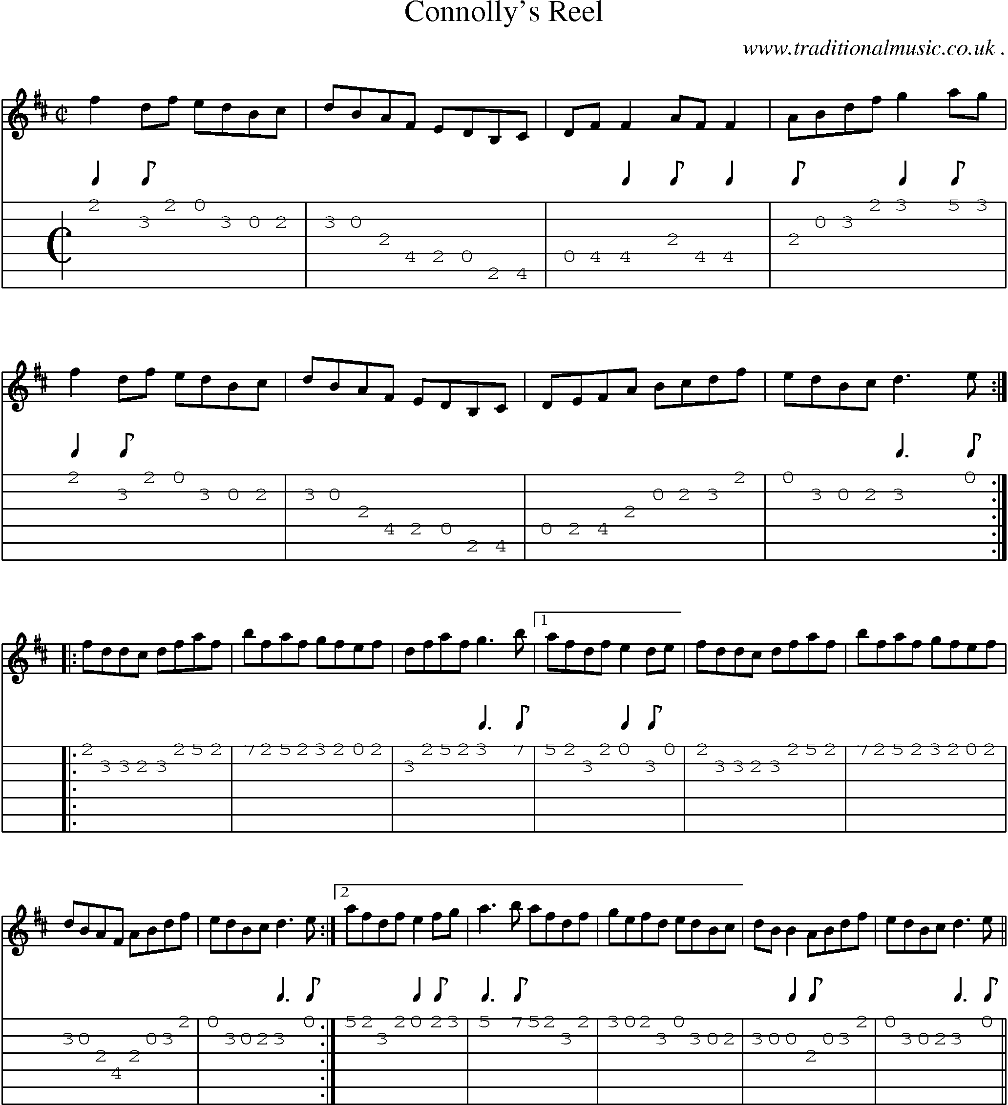 Sheet-Music and Guitar Tabs for Connollys Reel