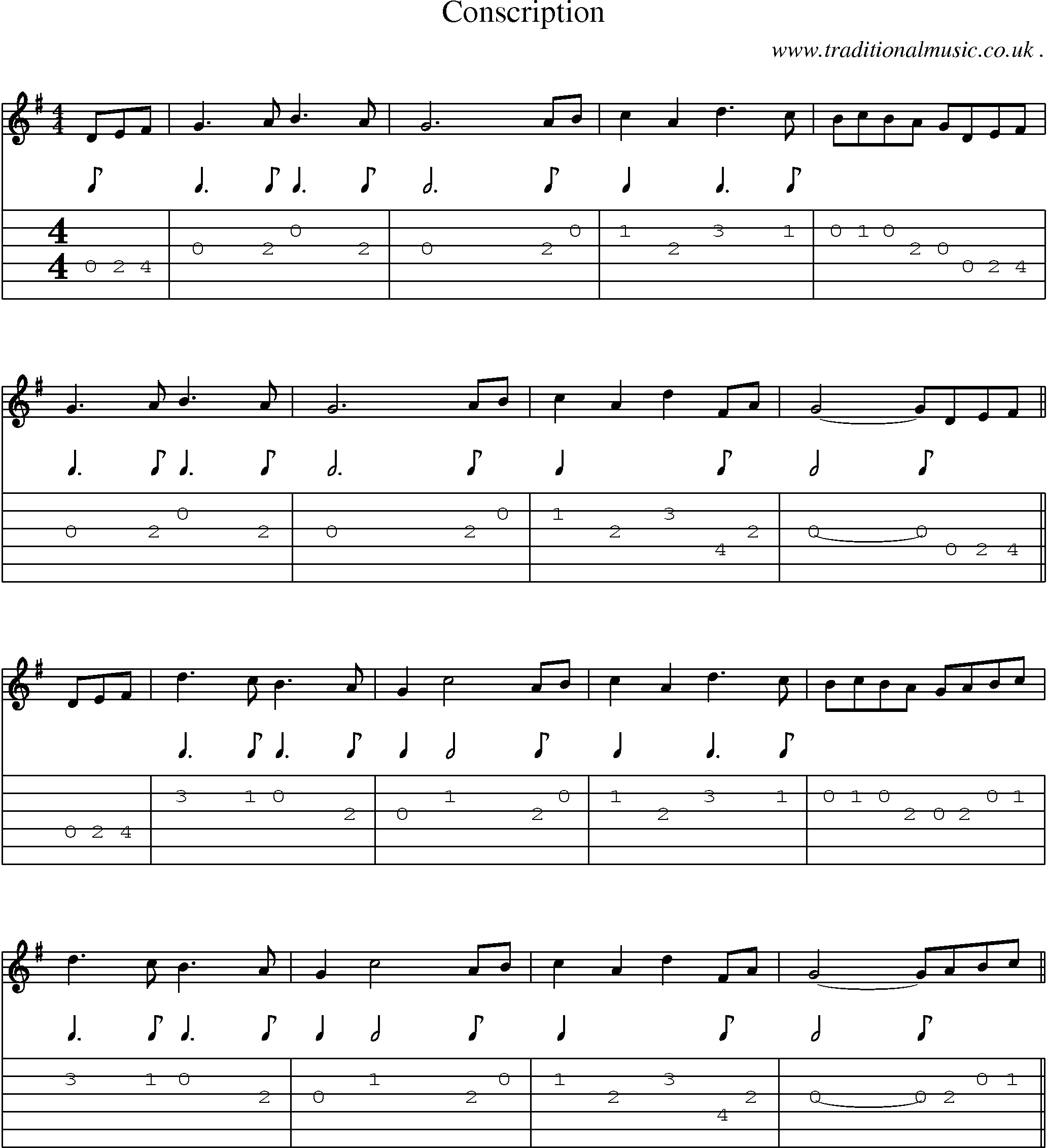 Sheet-Music and Guitar Tabs for Conscription