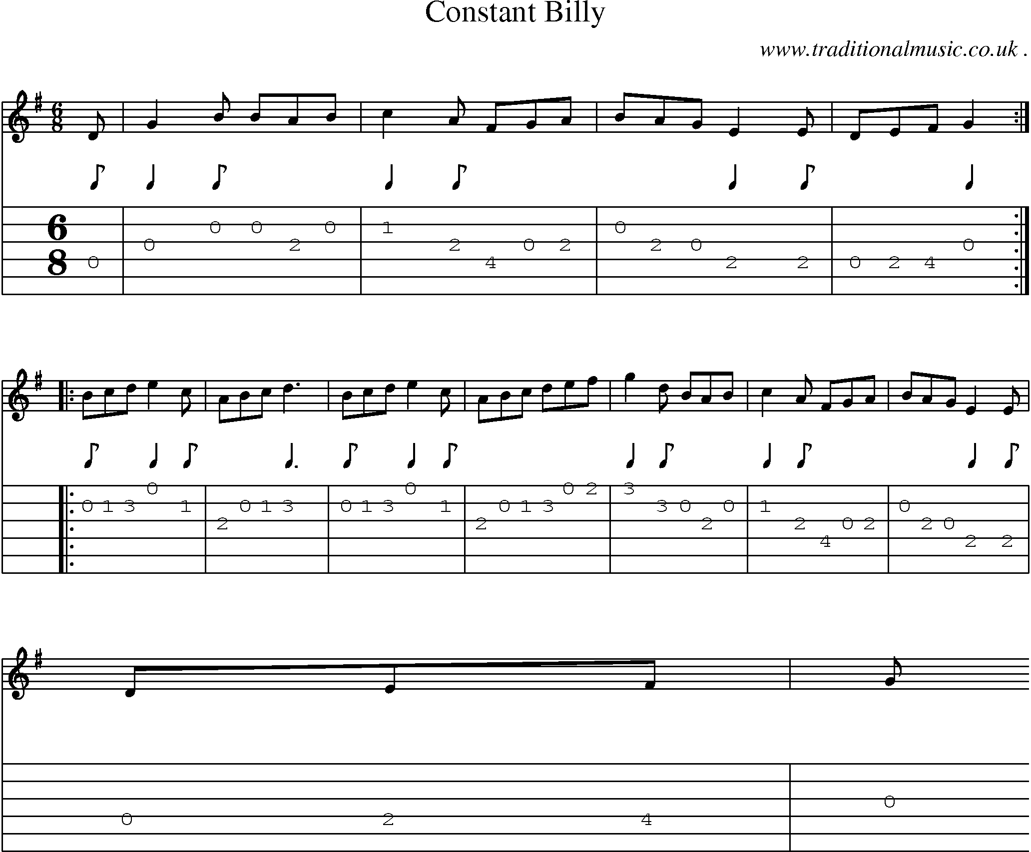 Sheet-Music and Guitar Tabs for Constant Billy