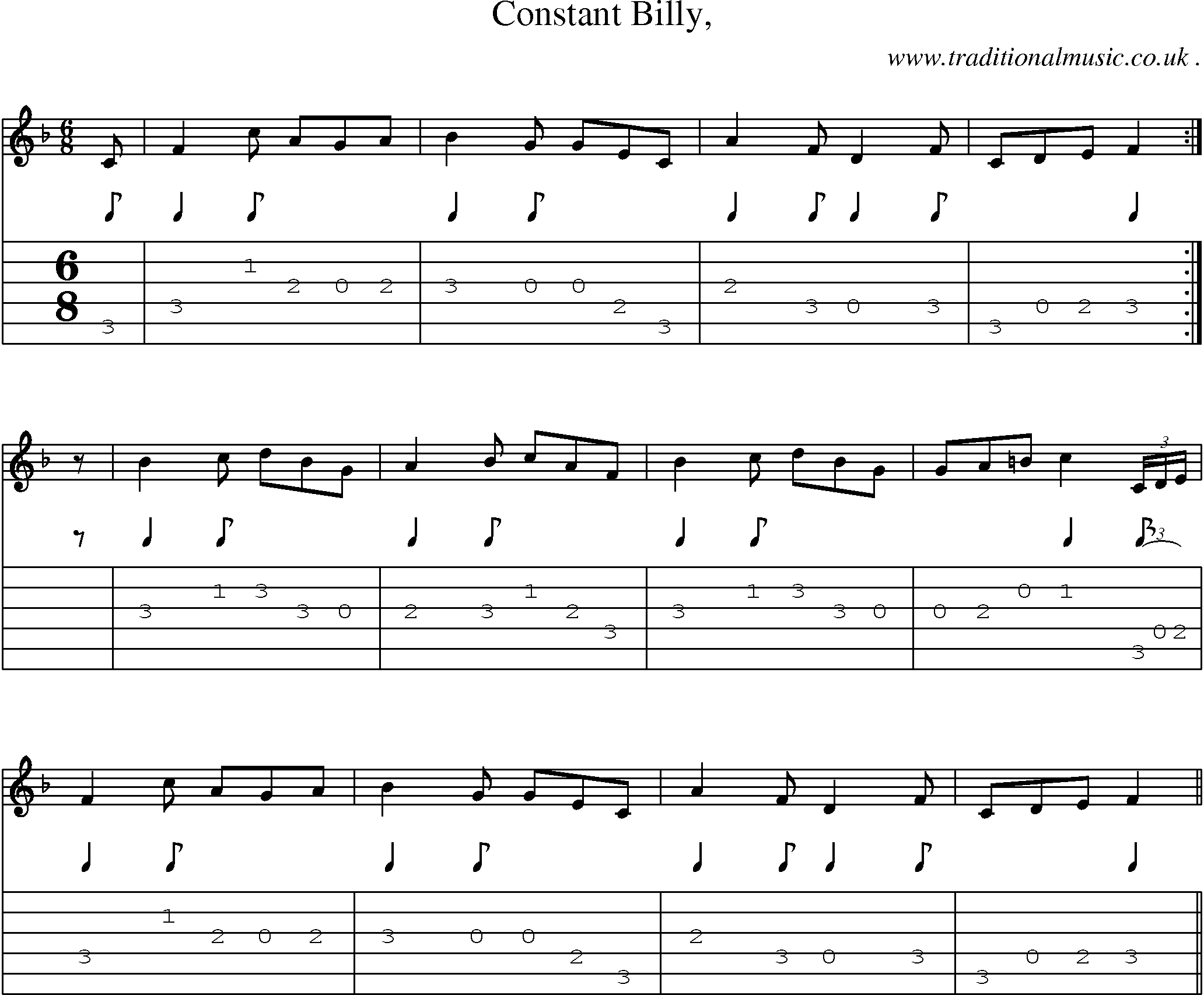 Sheet-Music and Guitar Tabs for Constant Billy 