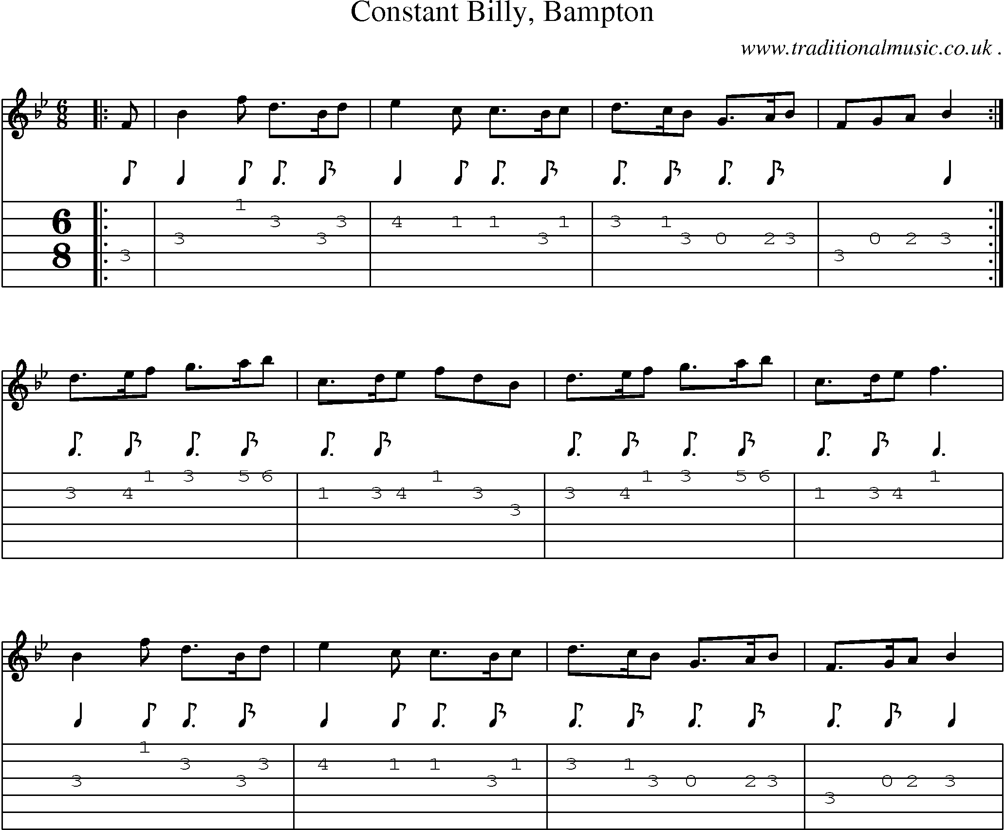 Sheet-Music and Guitar Tabs for Constant Billy Bampton
