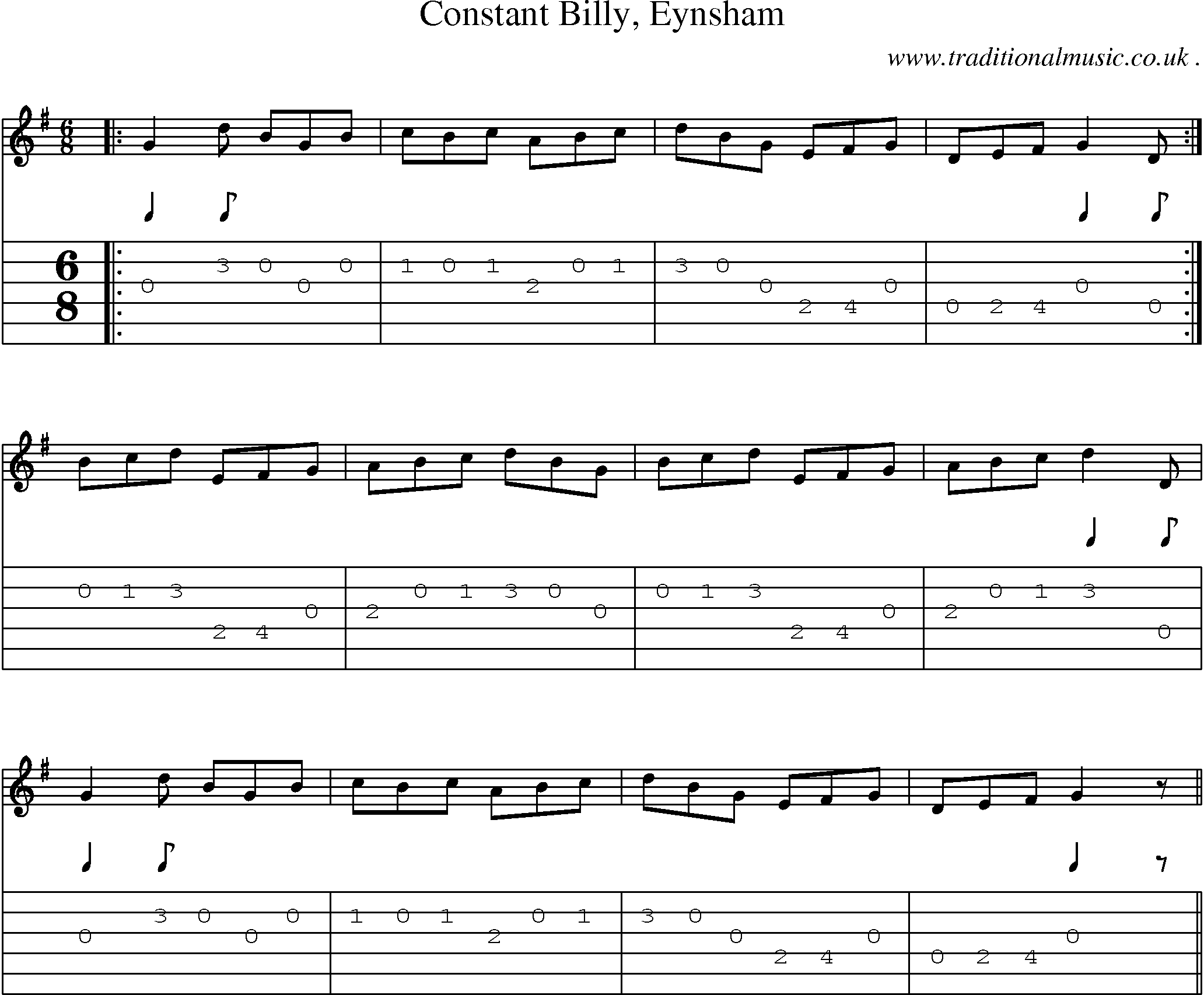Sheet-Music and Guitar Tabs for Constant Billy Eynsham