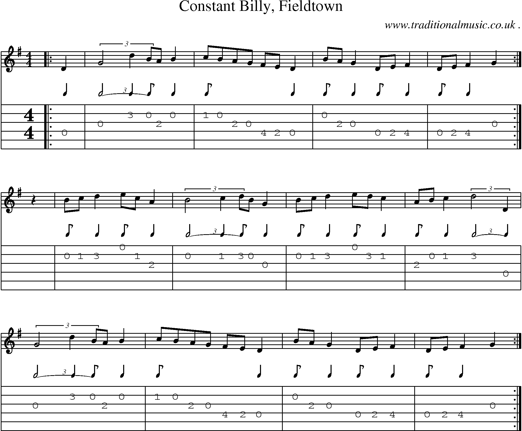 Sheet-Music and Guitar Tabs for Constant Billy Fieldtown