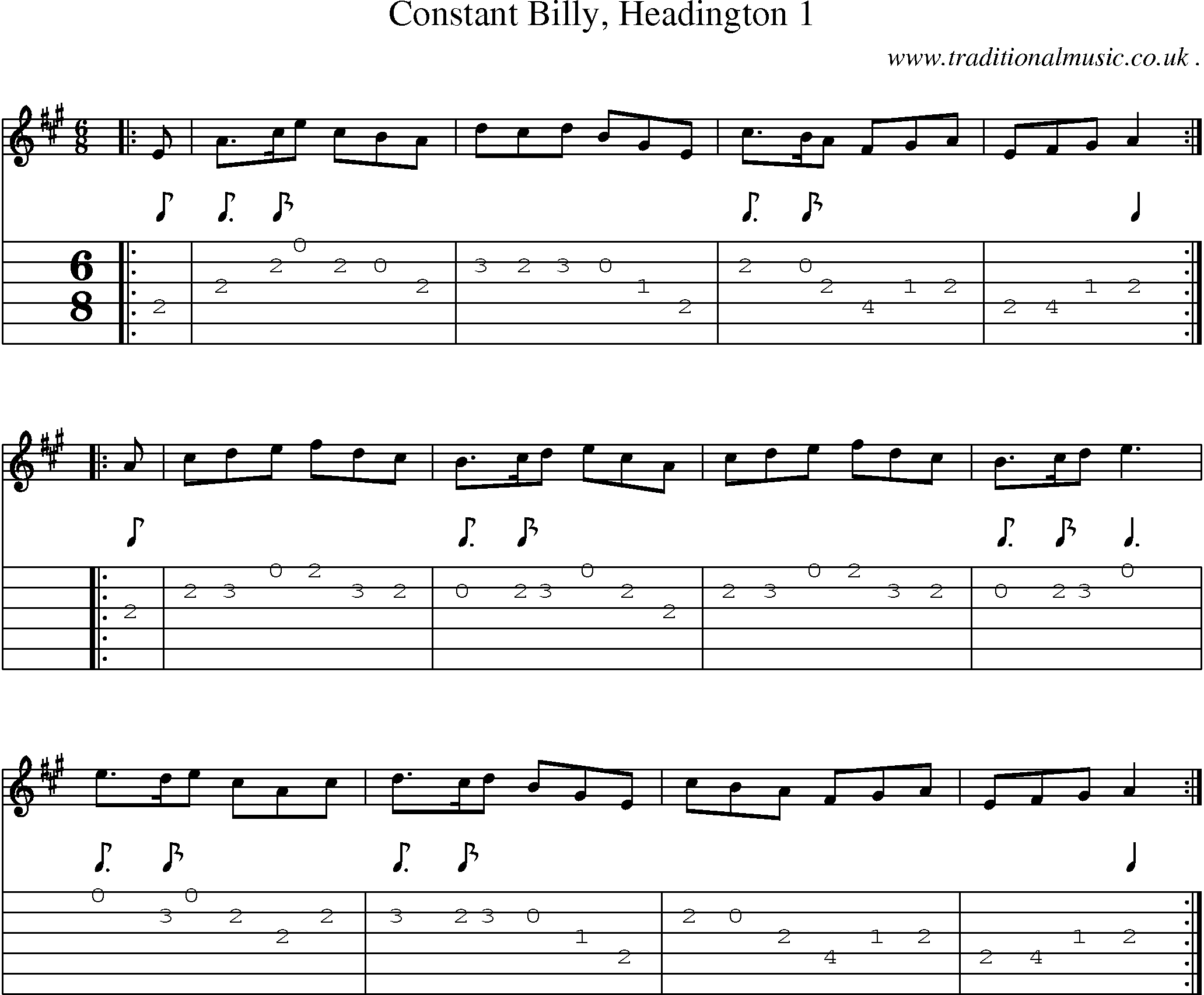 Sheet-Music and Guitar Tabs for Constant Billy Headington 1