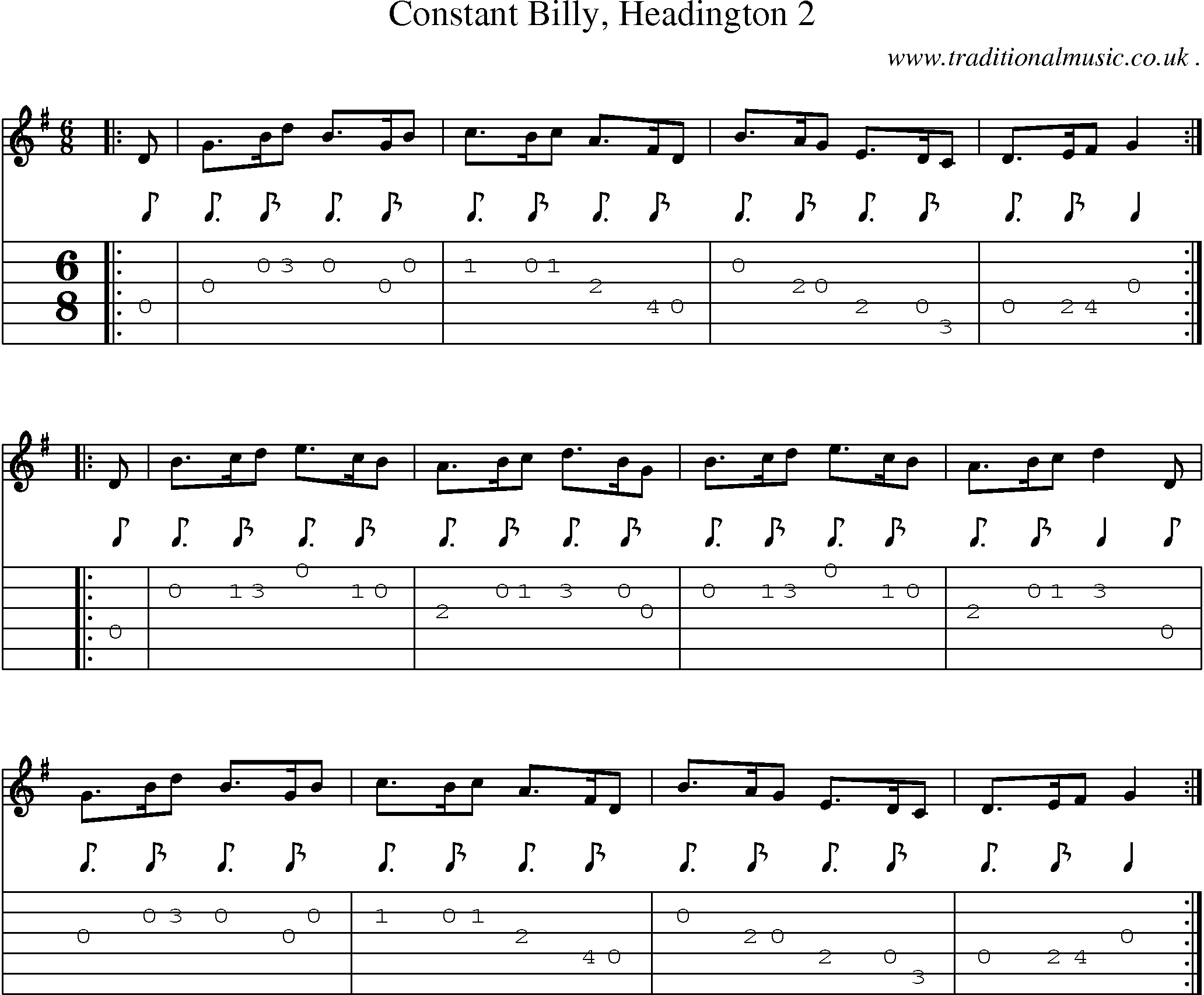 Sheet-Music and Guitar Tabs for Constant Billy Headington 2