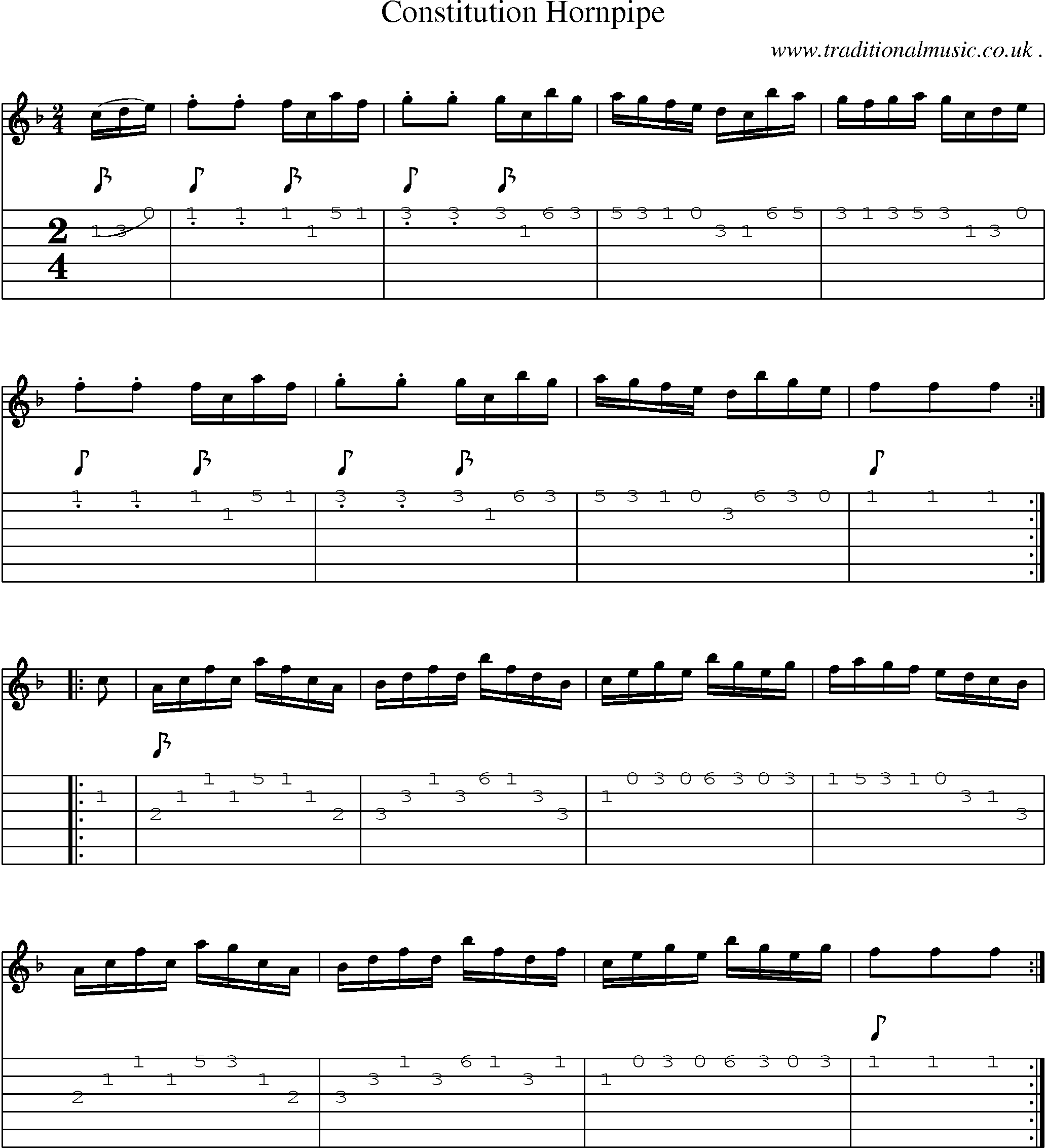 Sheet-Music and Guitar Tabs for Constitution Hornpipe