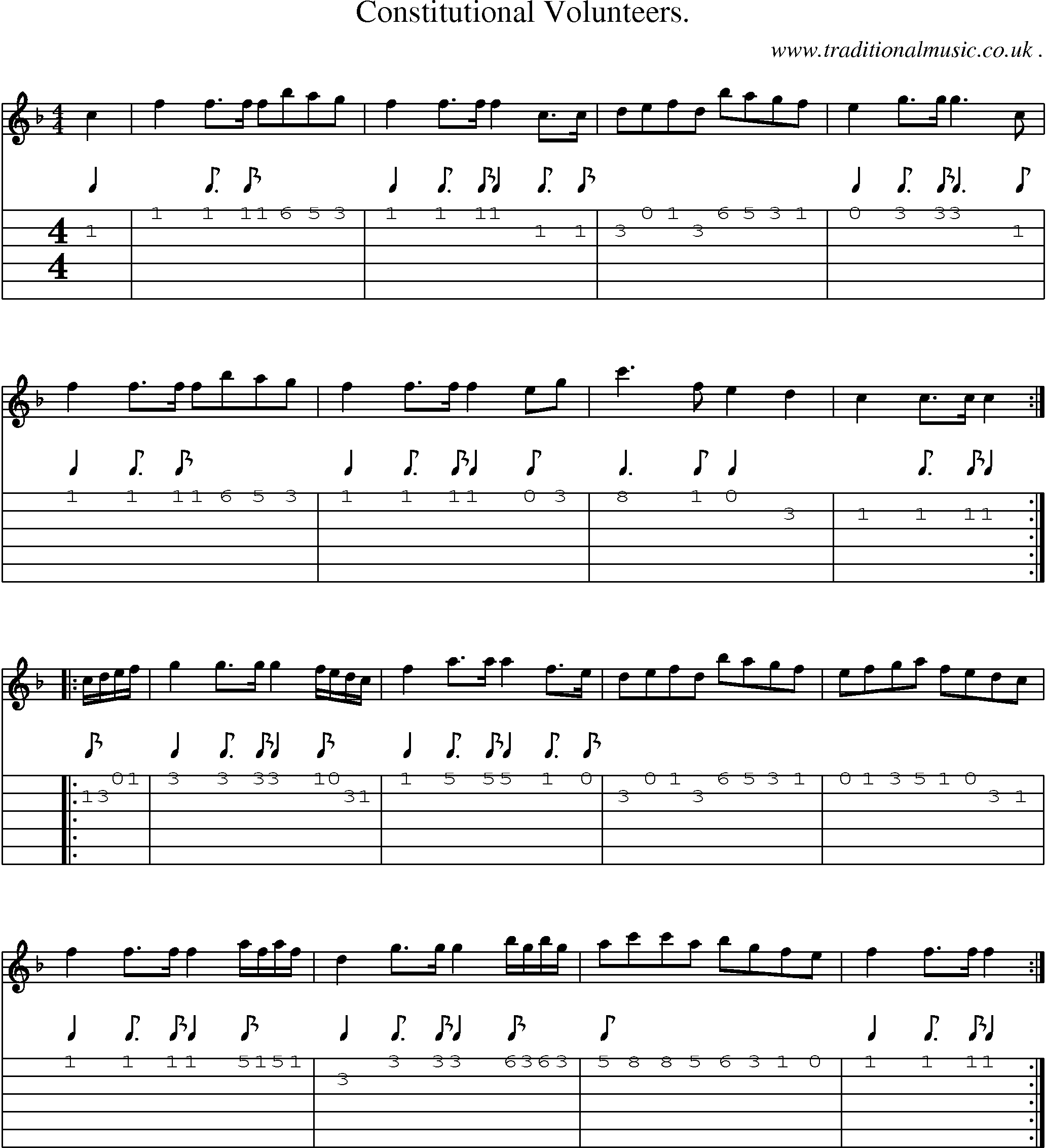 Sheet-Music and Guitar Tabs for Constitutional Volunteers