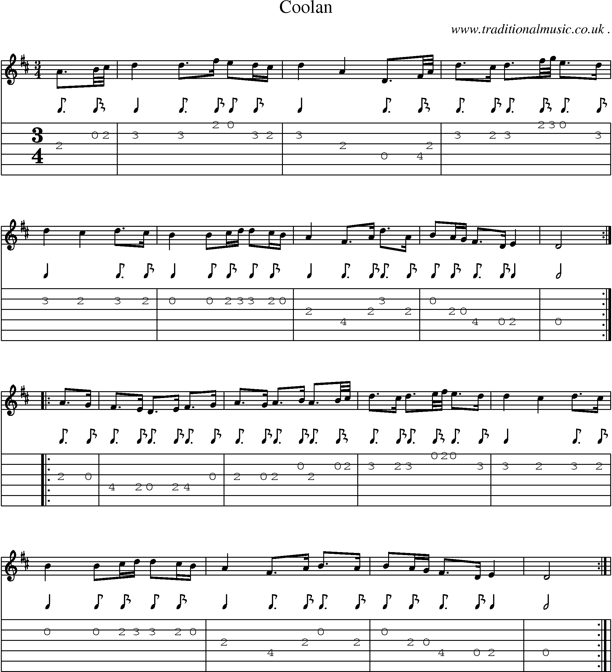 Sheet-Music and Guitar Tabs for Coolan
