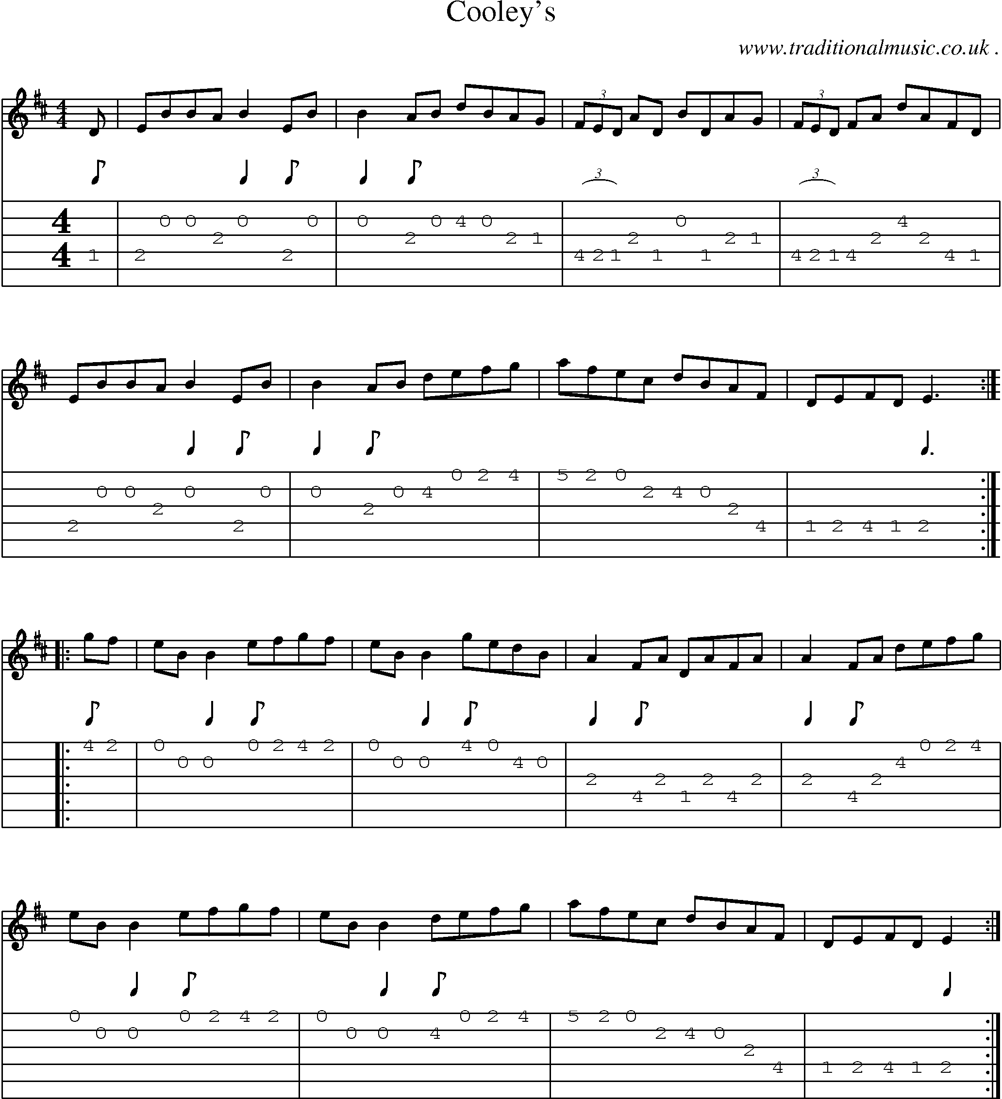 Sheet-Music and Guitar Tabs for Cooleys