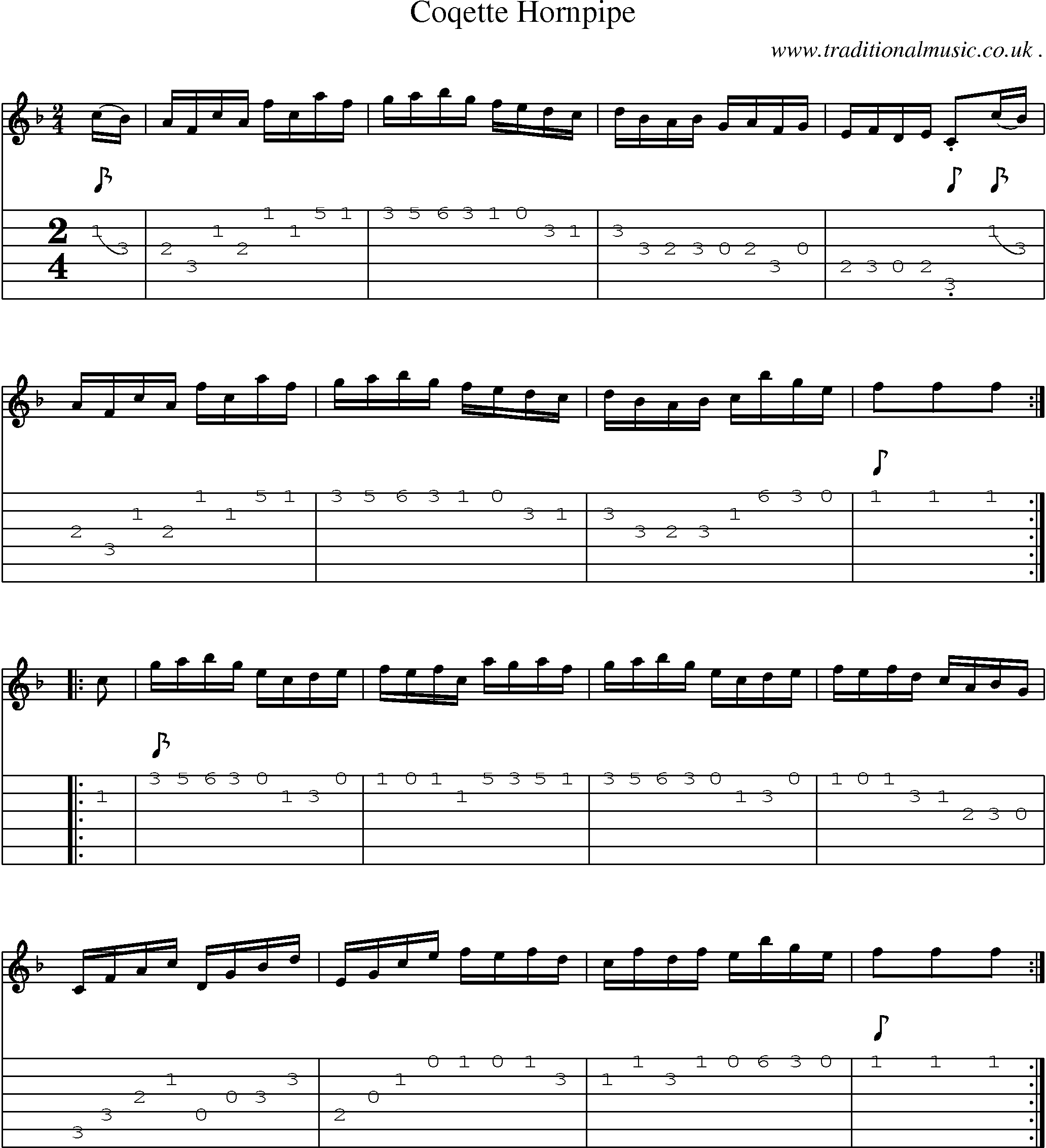 Sheet-Music and Guitar Tabs for Coqette Hornpipe
