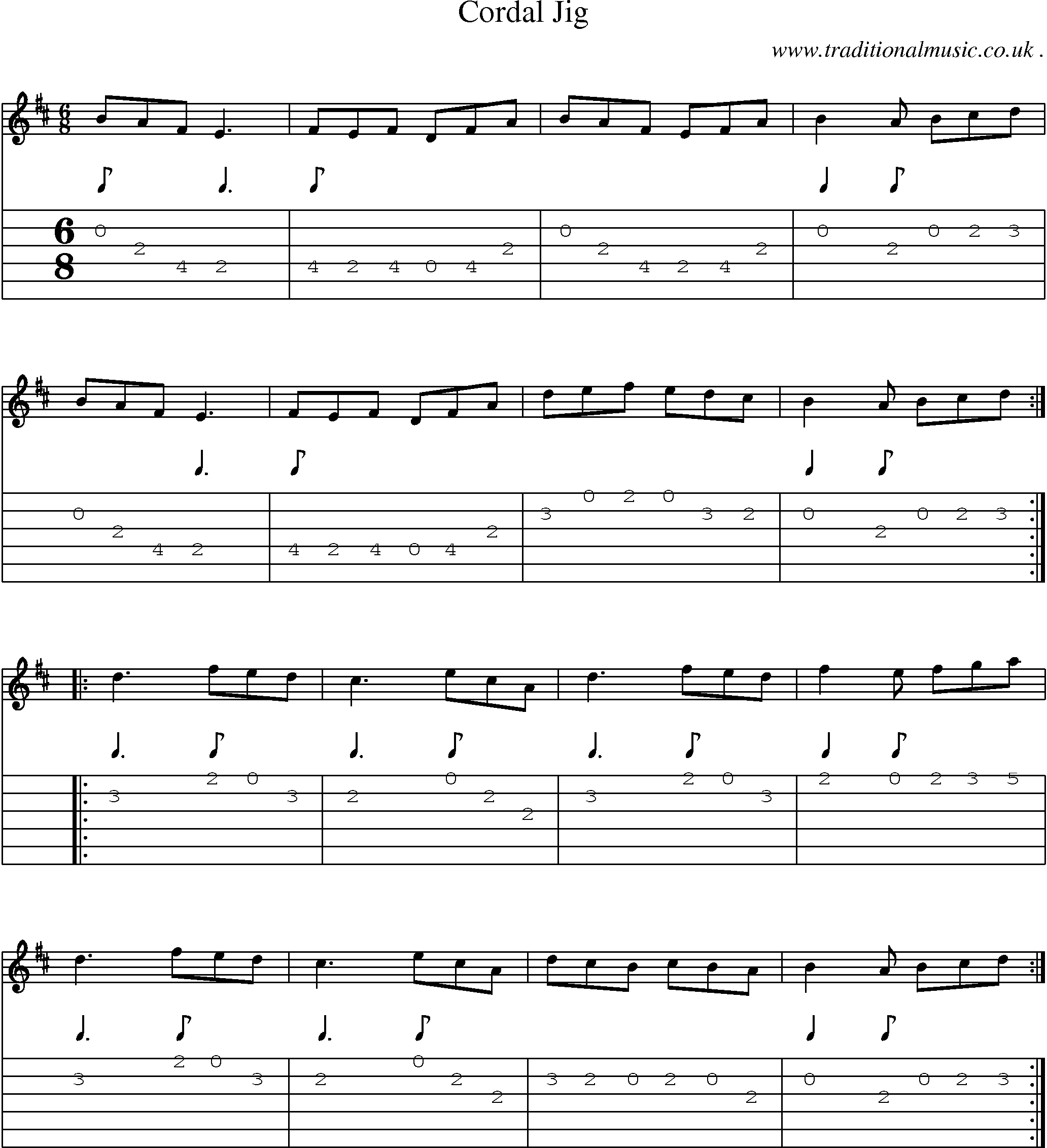 Sheet-Music and Guitar Tabs for Cordal Jig