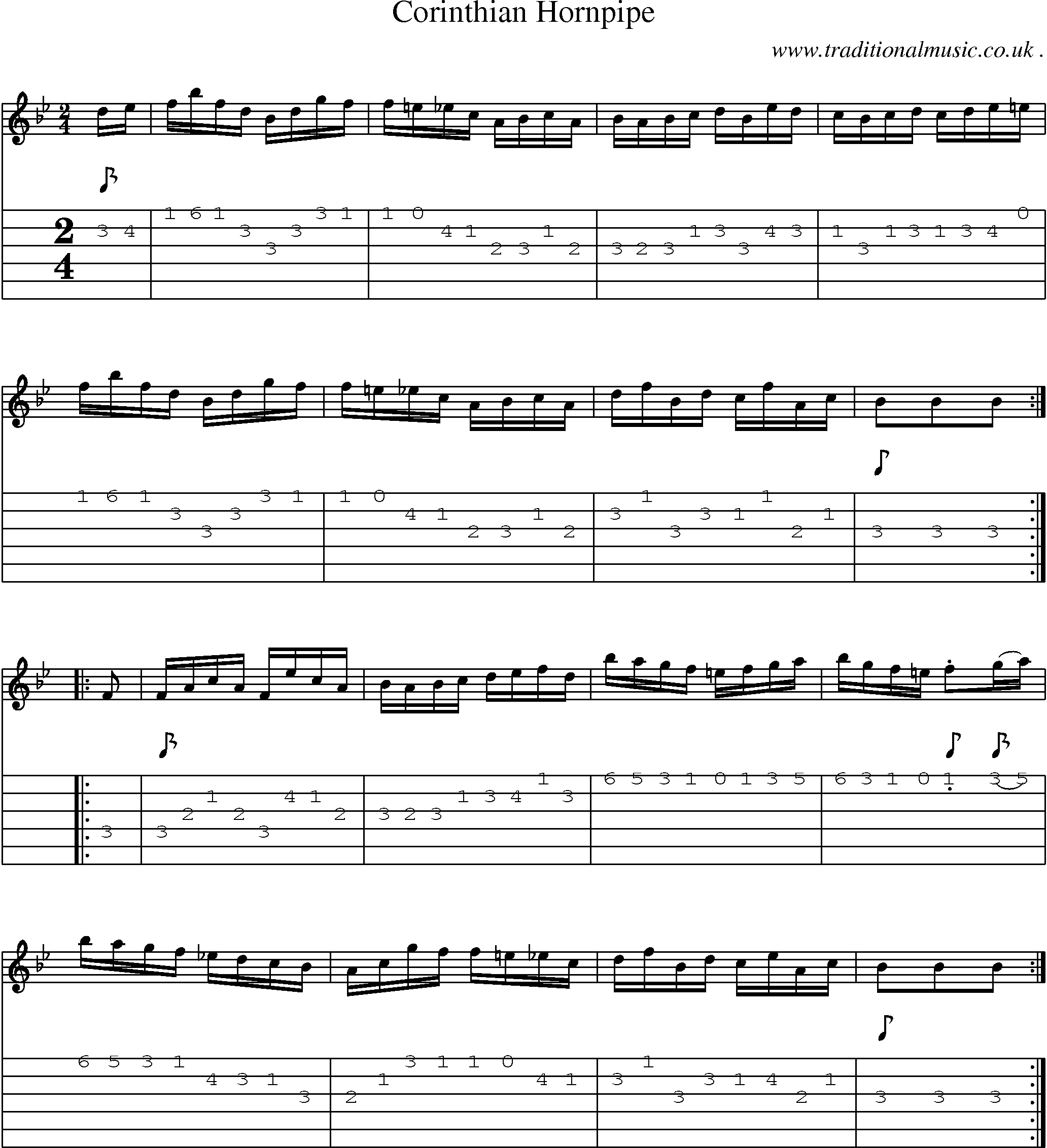 Sheet-Music and Guitar Tabs for Corinthian Hornpipe