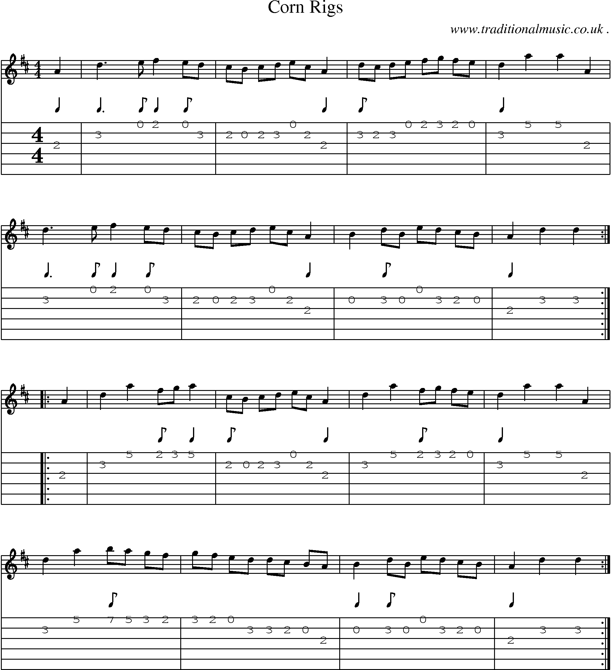 Sheet-Music and Guitar Tabs for Corn Rigs