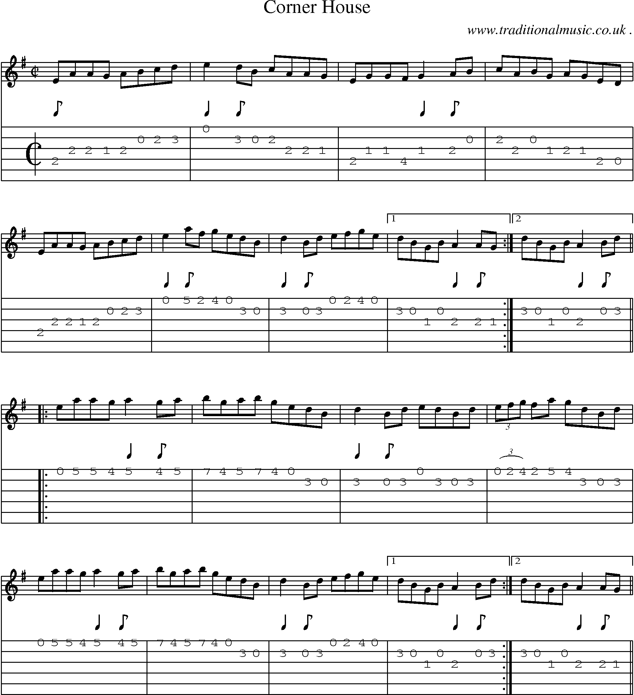 Sheet-Music and Guitar Tabs for Corner House