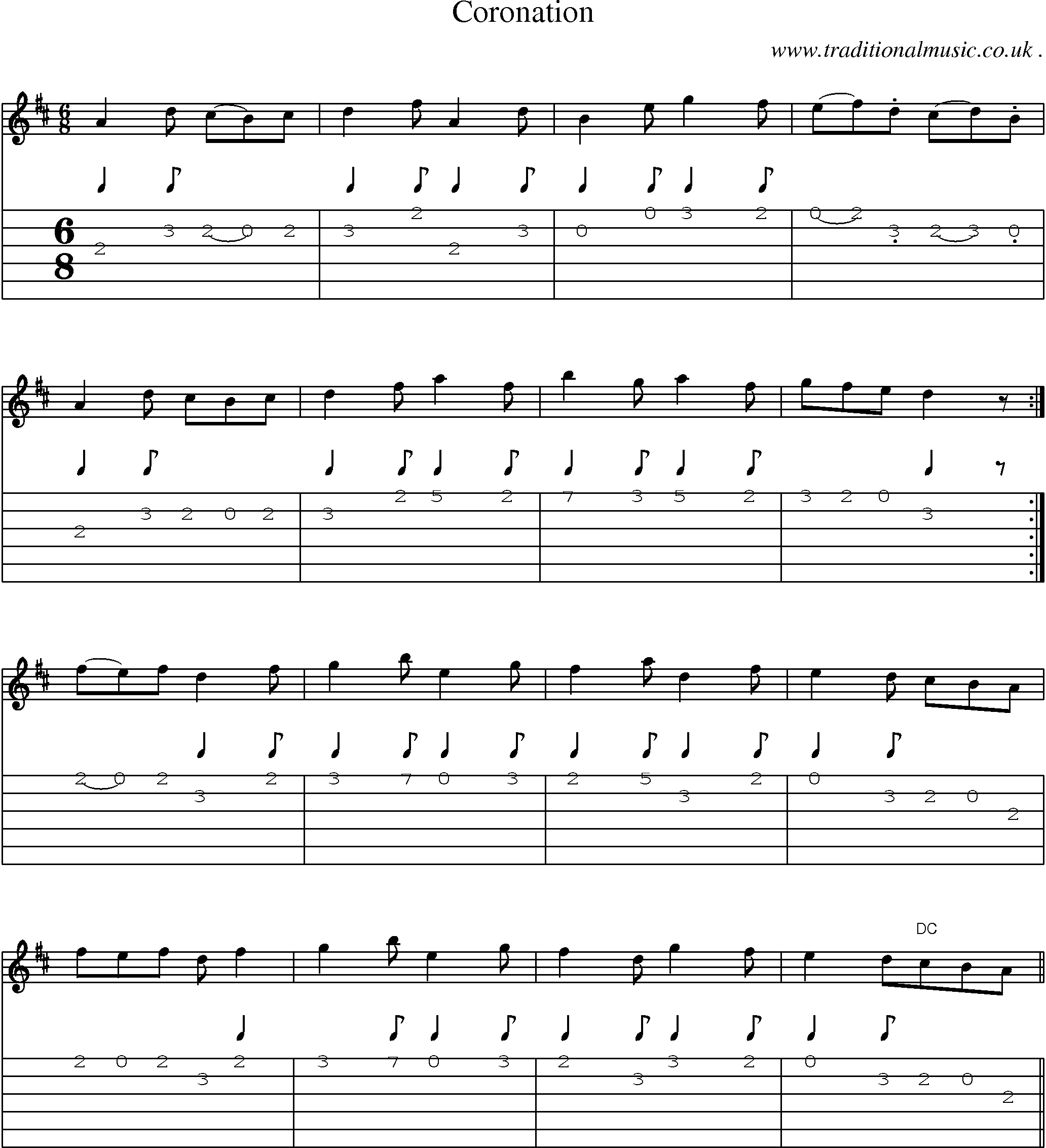 Sheet-Music and Guitar Tabs for Coronation