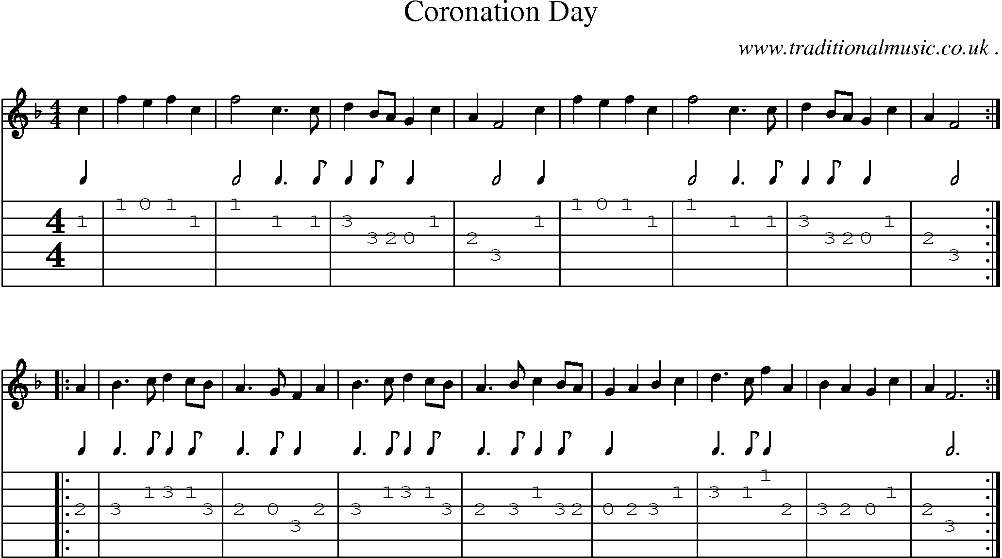 Sheet-Music and Guitar Tabs for Coronation Day
