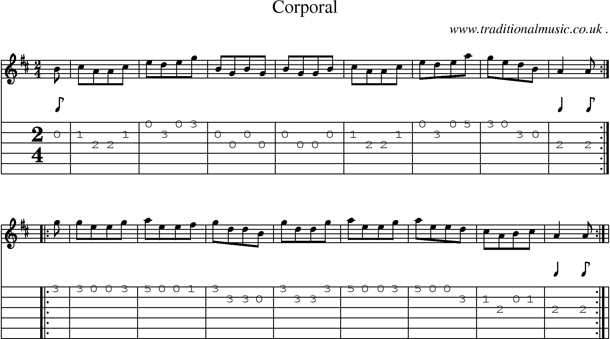 Sheet-Music and Guitar Tabs for Corporal